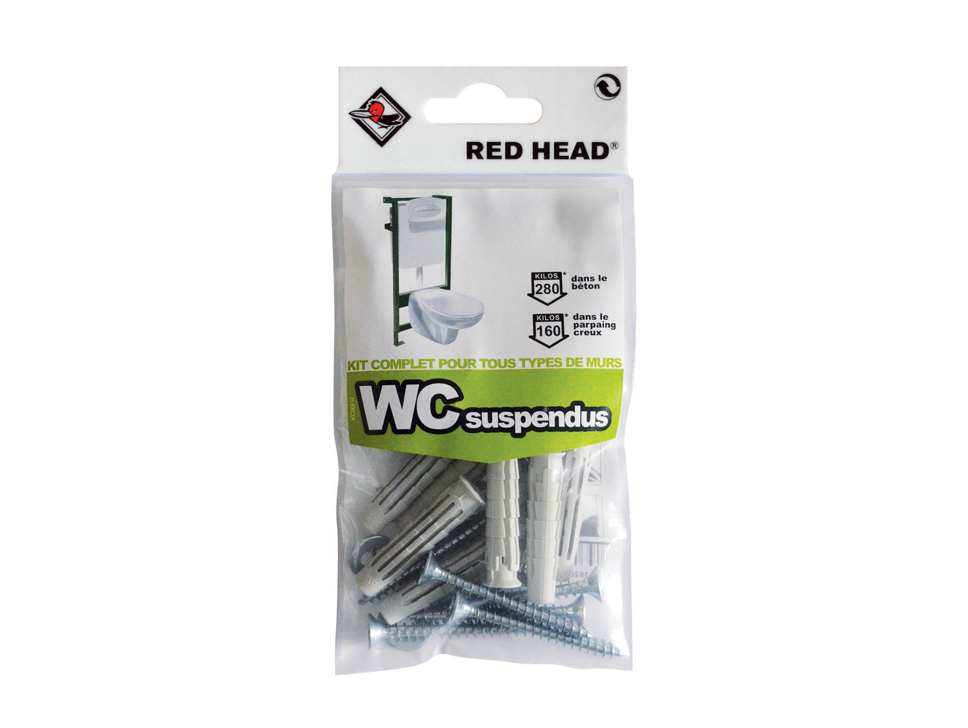Kit complet de fixation pour wc suspendu RED HEAD Ø8mm L.30mm x8