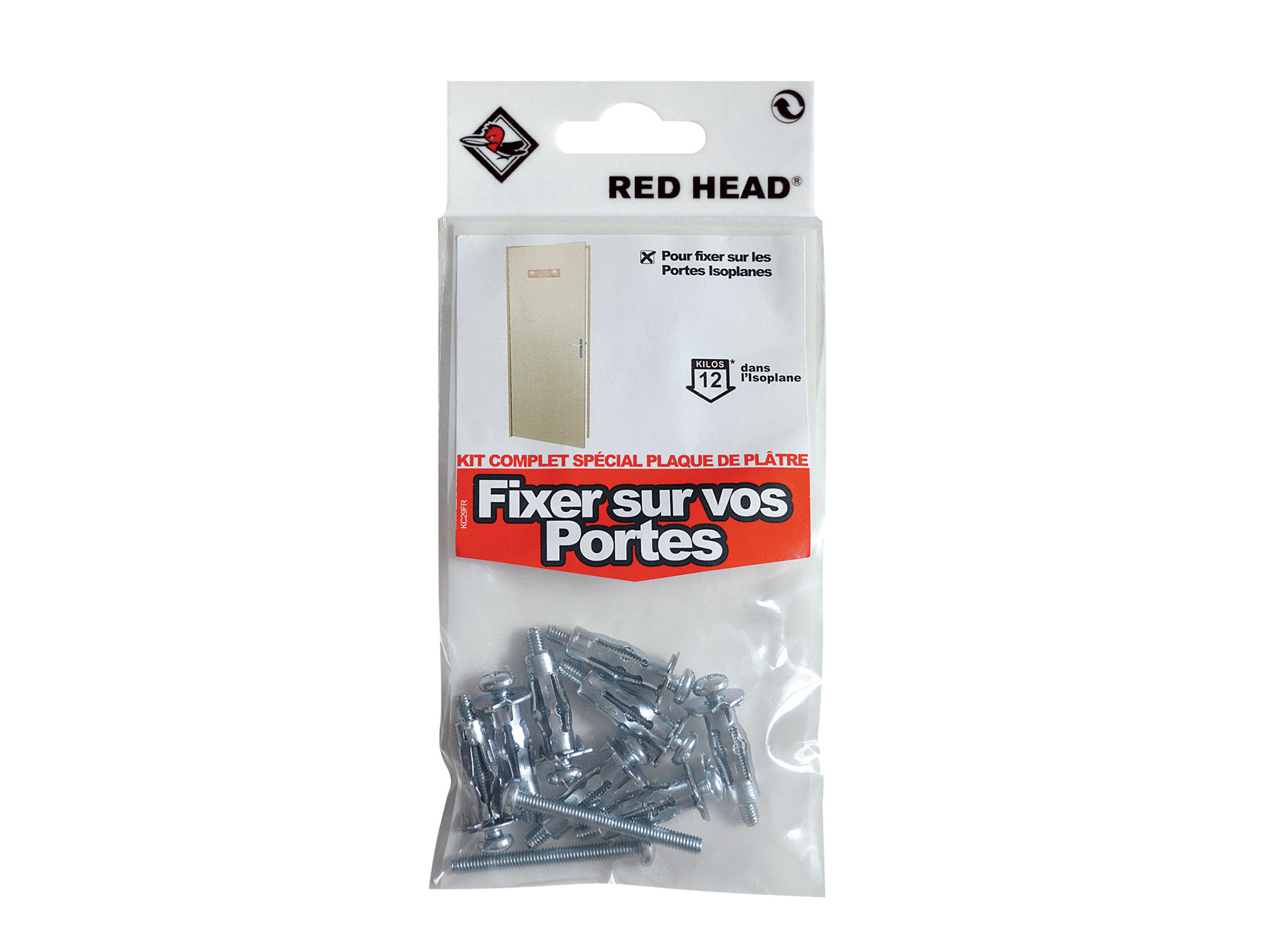 Kit chevilles à expansion pour portes RED HEAD Ø8mm L.23mm x8