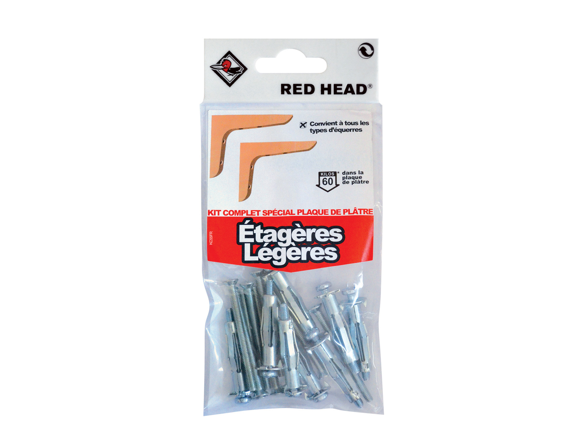 Kit chevilles à expansion étagère légère RED HEAD Ø8mm L.35mm x8