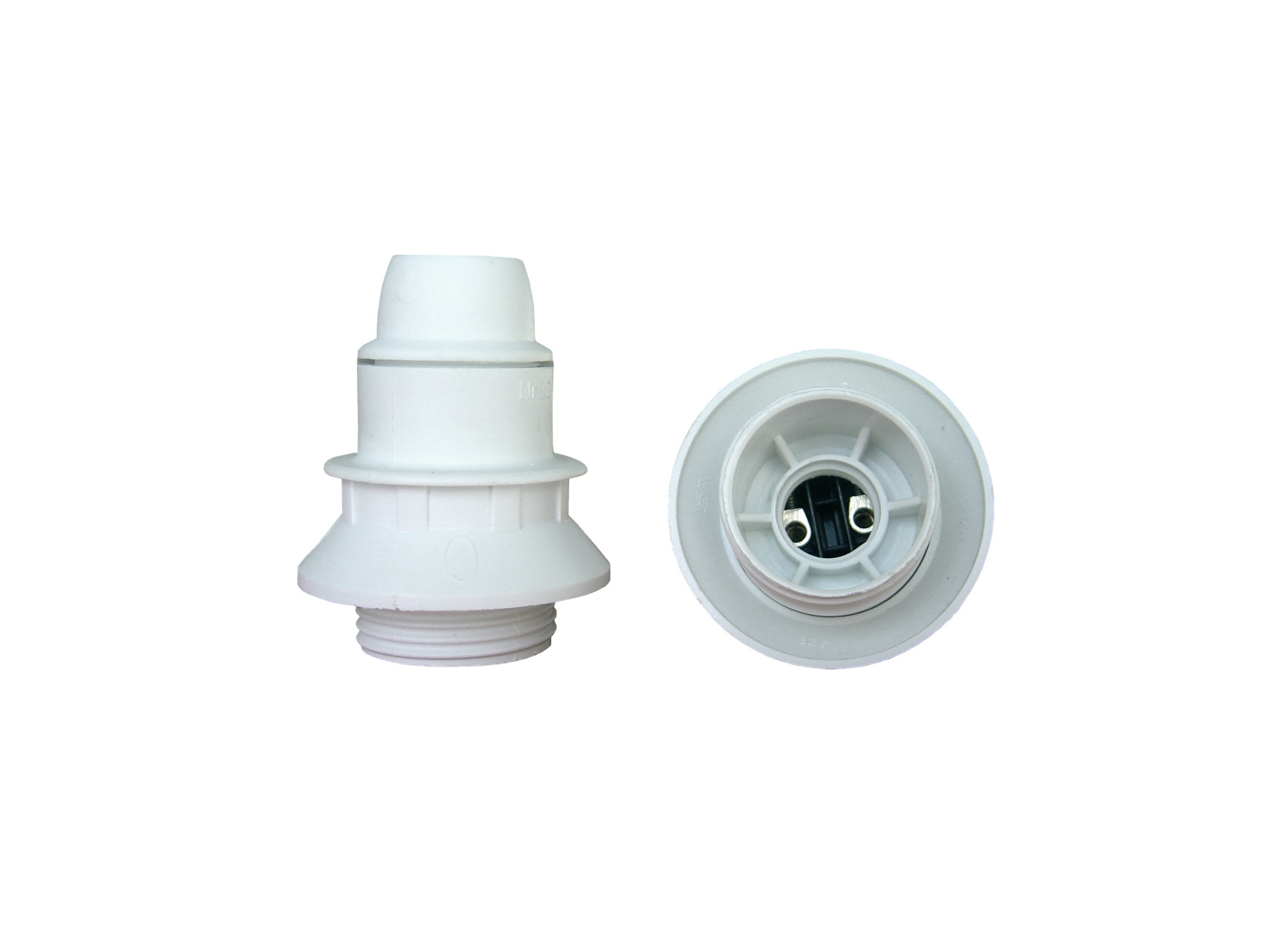 Douille E14 thermoplastique lisse bague blanc