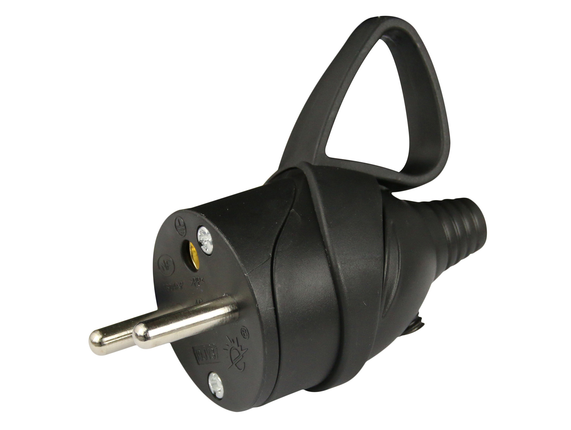 Fiche mâle 16A 2P+T anneau NF noir