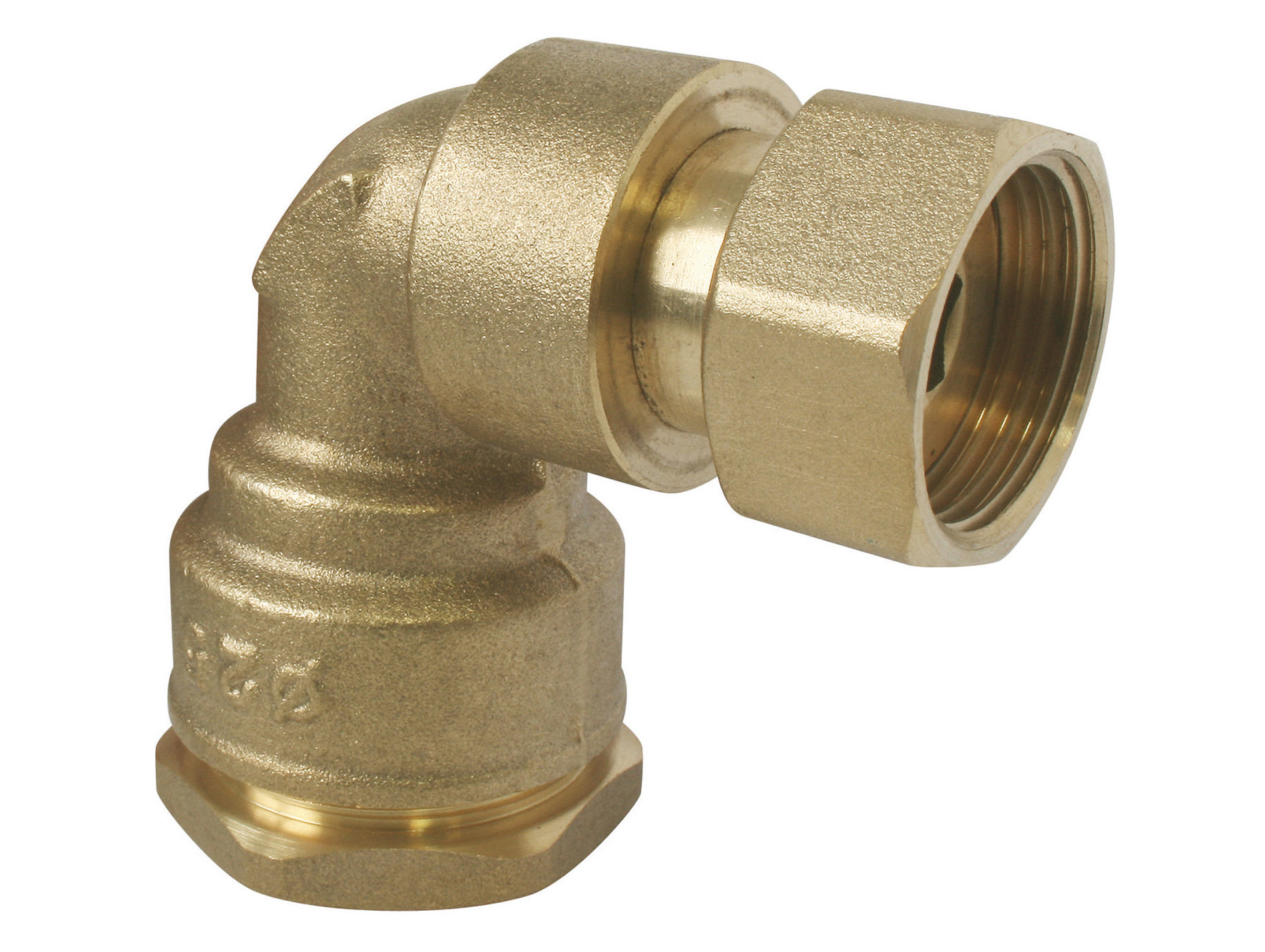 Raccord coudé femelle laiton Ø25mm écrou prisonnier 20/27mm