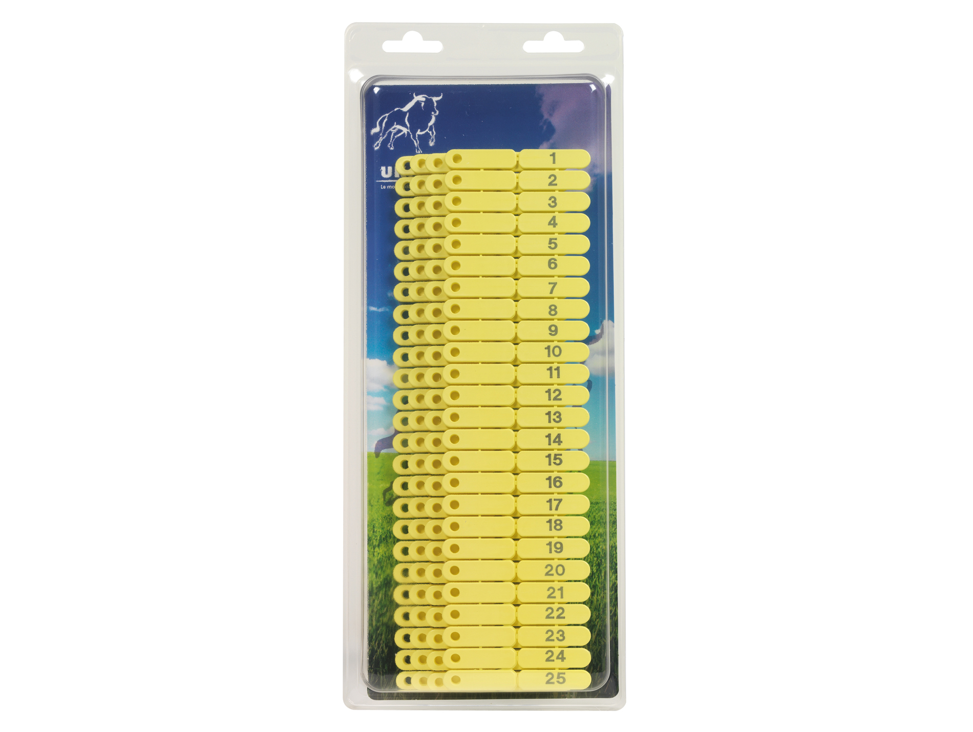 Boucle marquage UKALTAG ovin 1 à 100 30x10mm x100 jaune