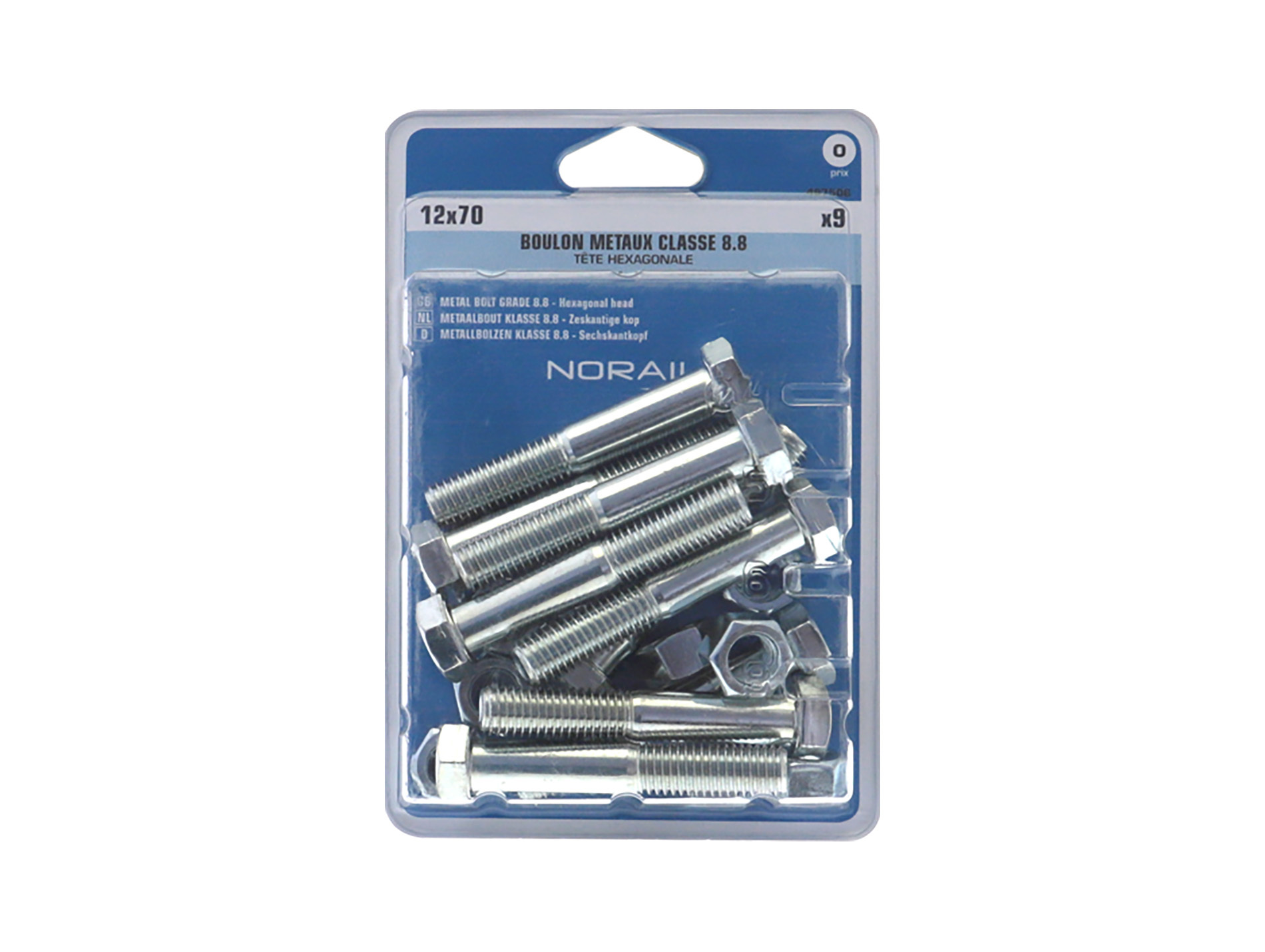 Boulon hexagonal Ø12mm L.70mm x9