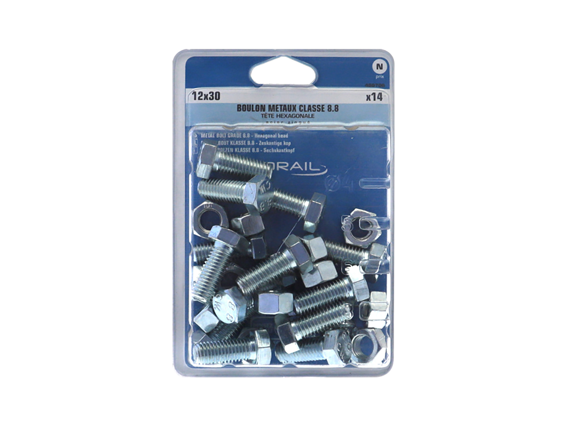 Boulon hexagonal Ø12mm L.30mm x14