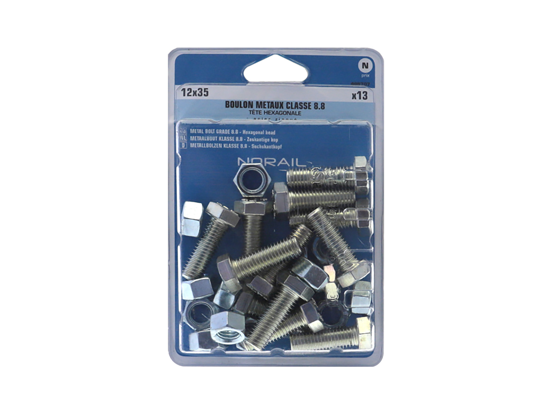 Boulon hexagonal Ø12mm L.35mm x13