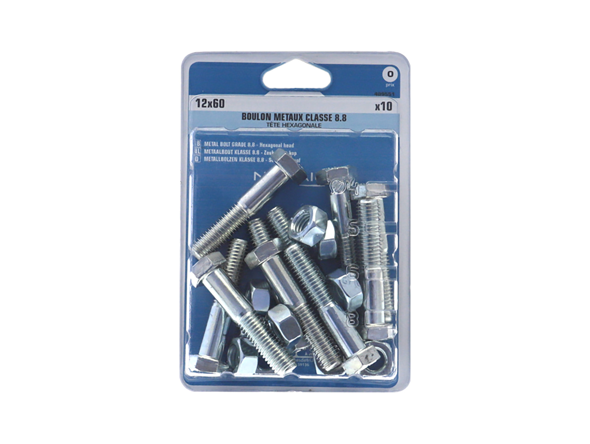 Boulon hexagonal Ø12mm L.60mm x10
