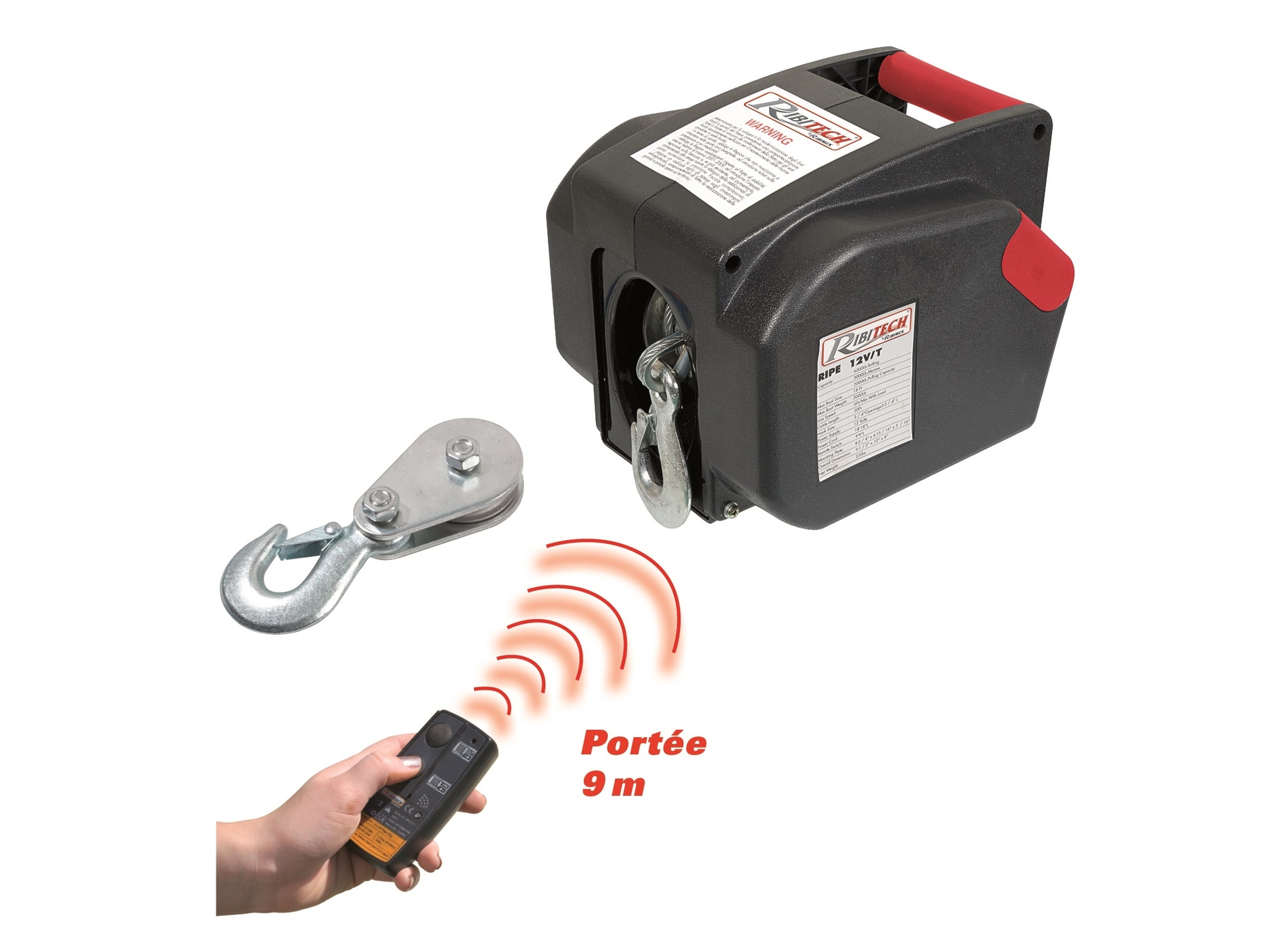 Treuil électrique 12V av/ar + télécommande 5000kg