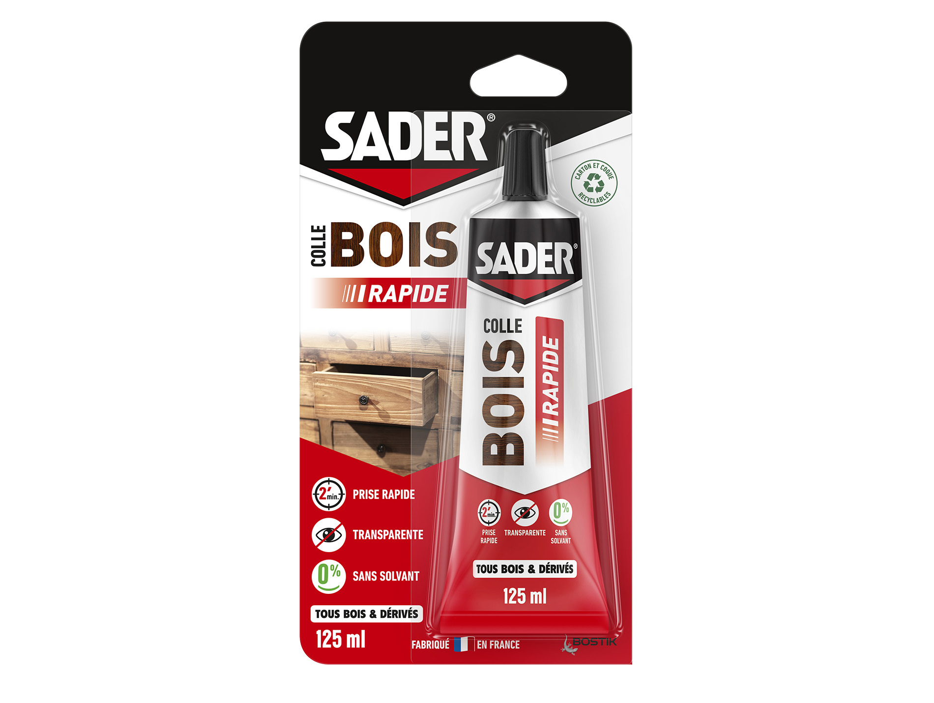 Colle bois SADER prise rapide 125ml