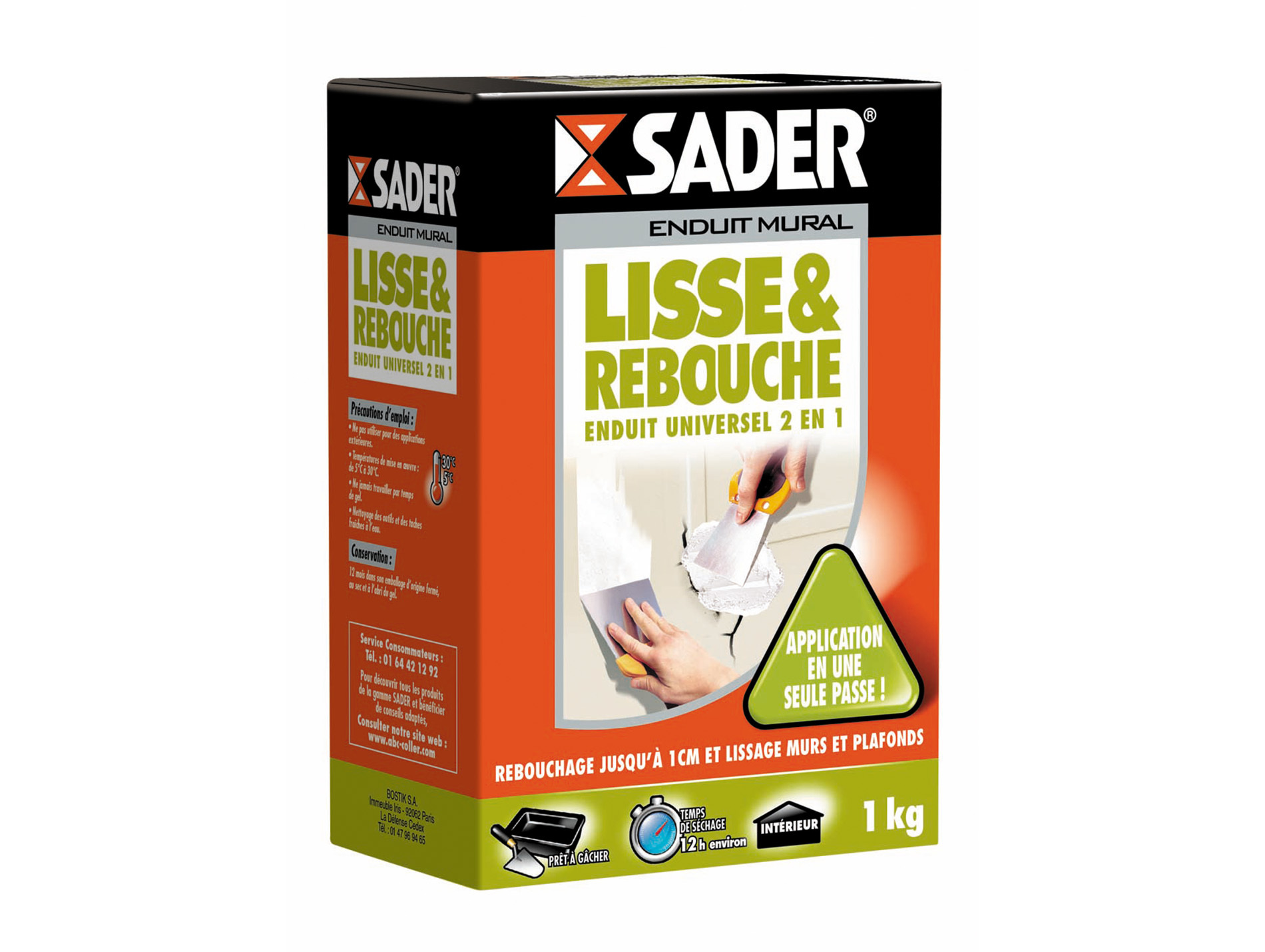 Enduit lisse & rebouche SADER 1kg