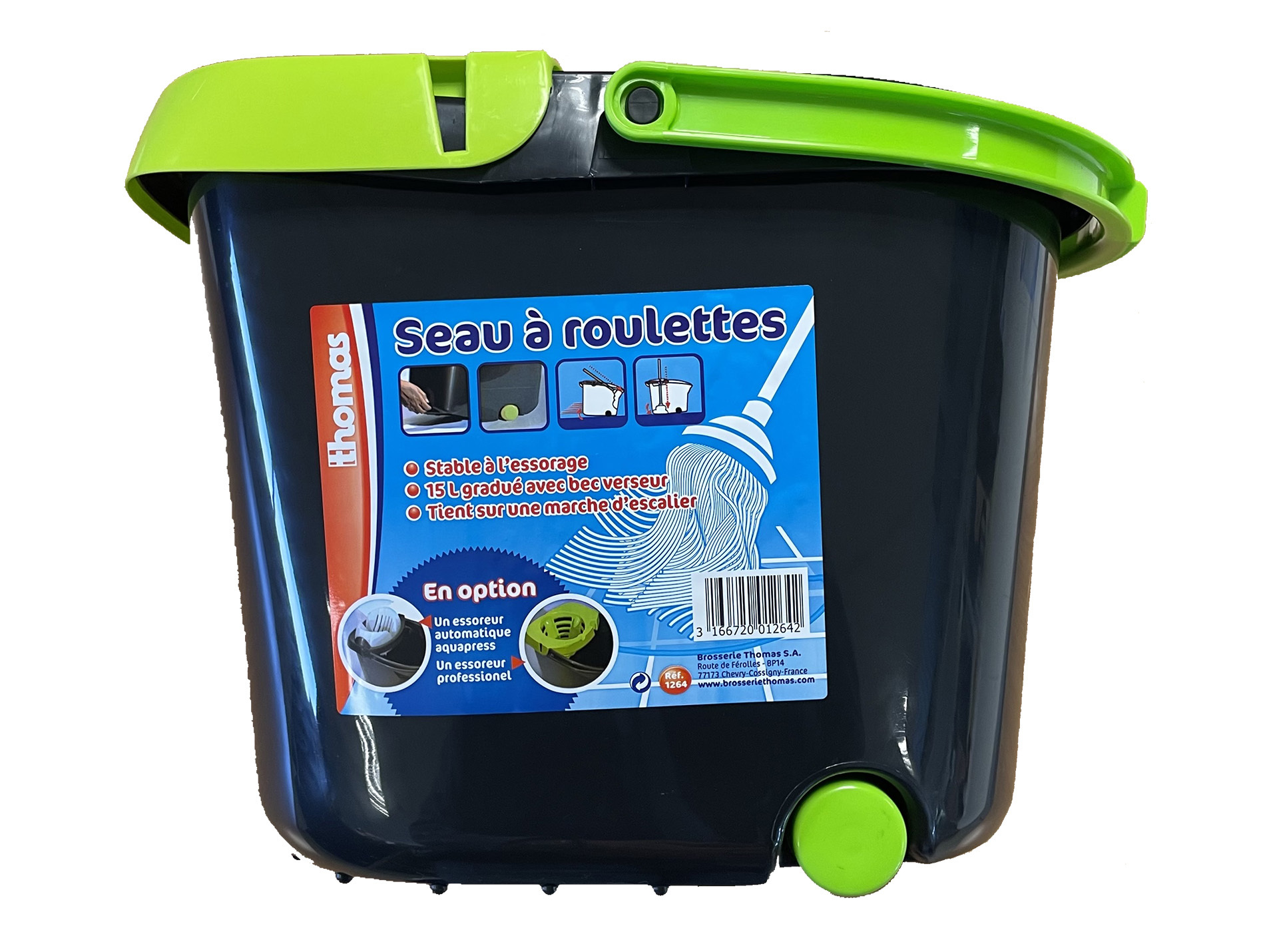 Seau laveur 15L à roulettes