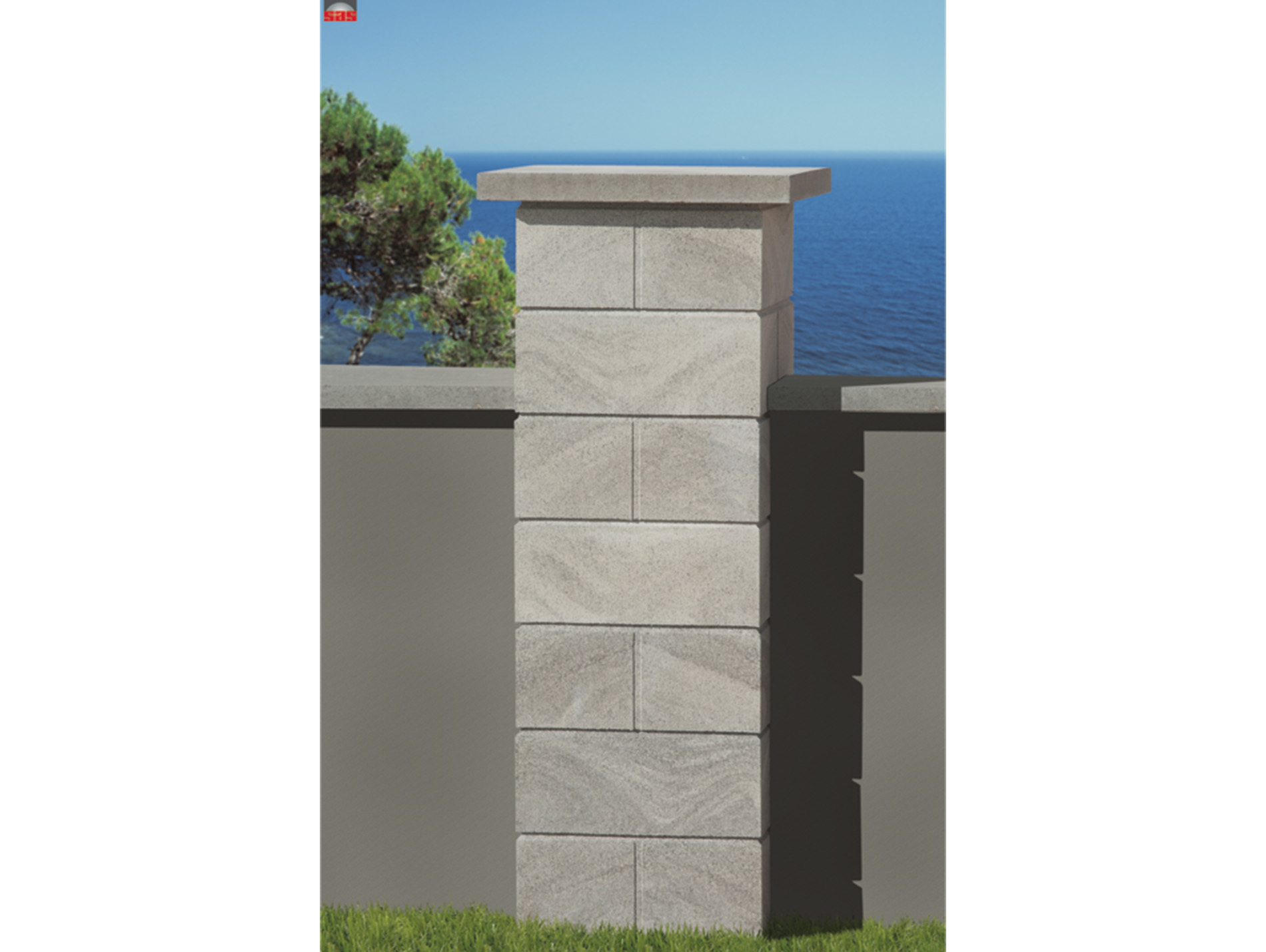 Pilier lisse contemporain aspect marbré