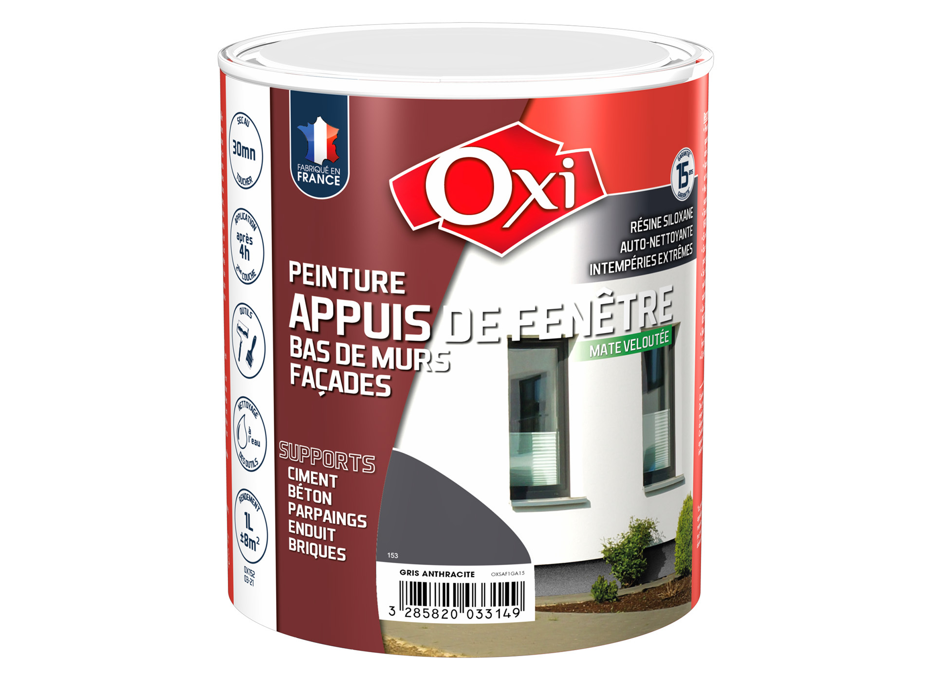 Peinture appuis de fenêtres & façades OXYTOL Gris Anthracite 1L