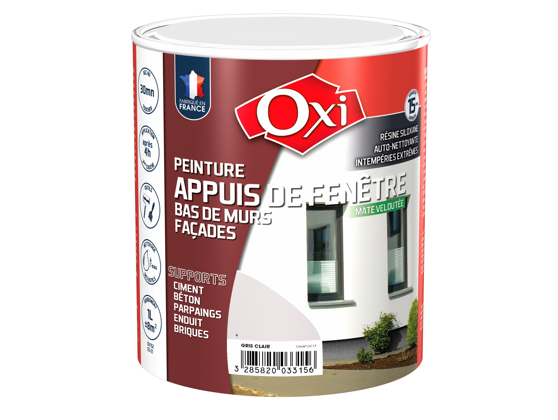 Peinture appuis de fenêtres & façades OXYTOL Gris Clair 1L