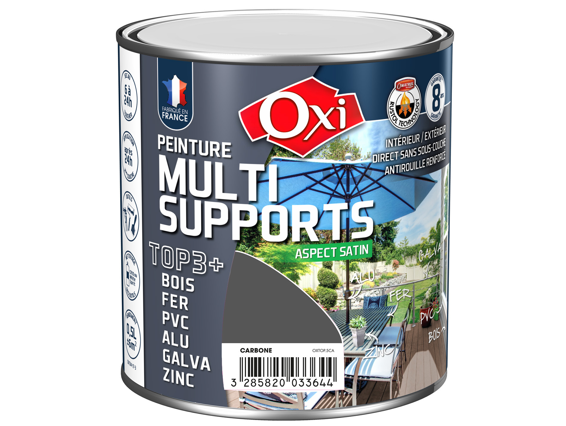 Peinture multi-supports Top3+ OXYTOL Carbone 500ml