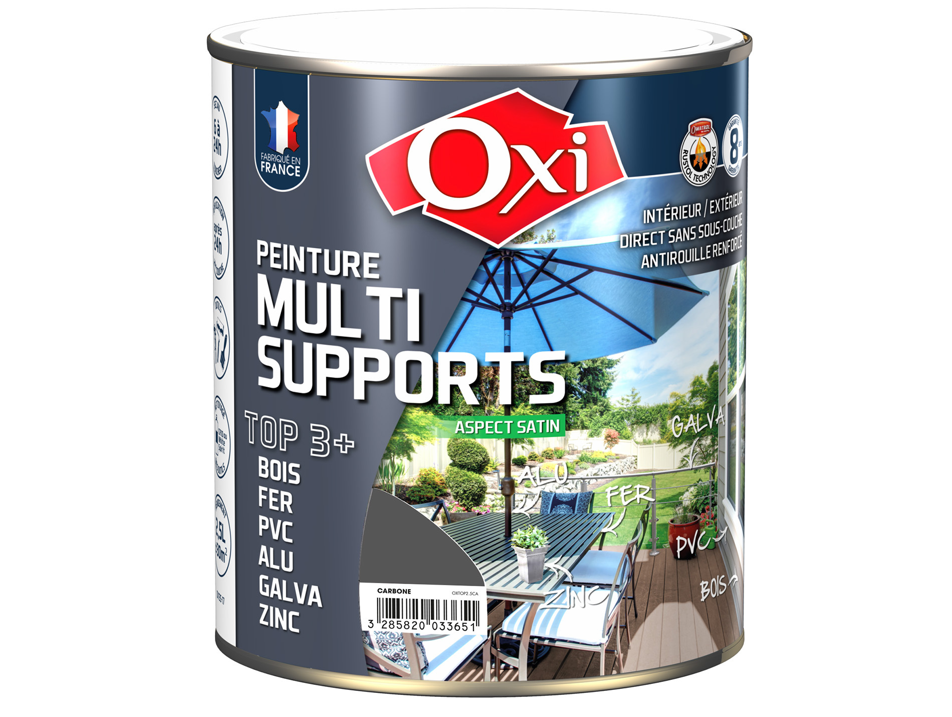 Peinture multi-supports Top3+ OXYTOL Carbone 2,5L