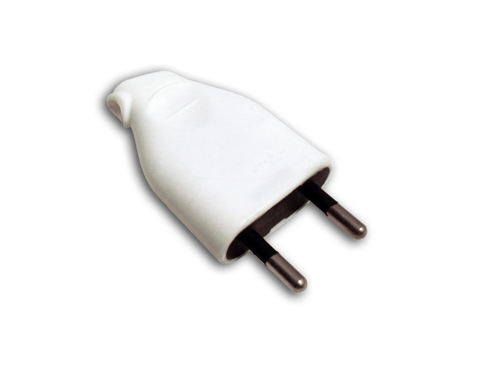 Fiche mâle 2P 6A coudée blanc