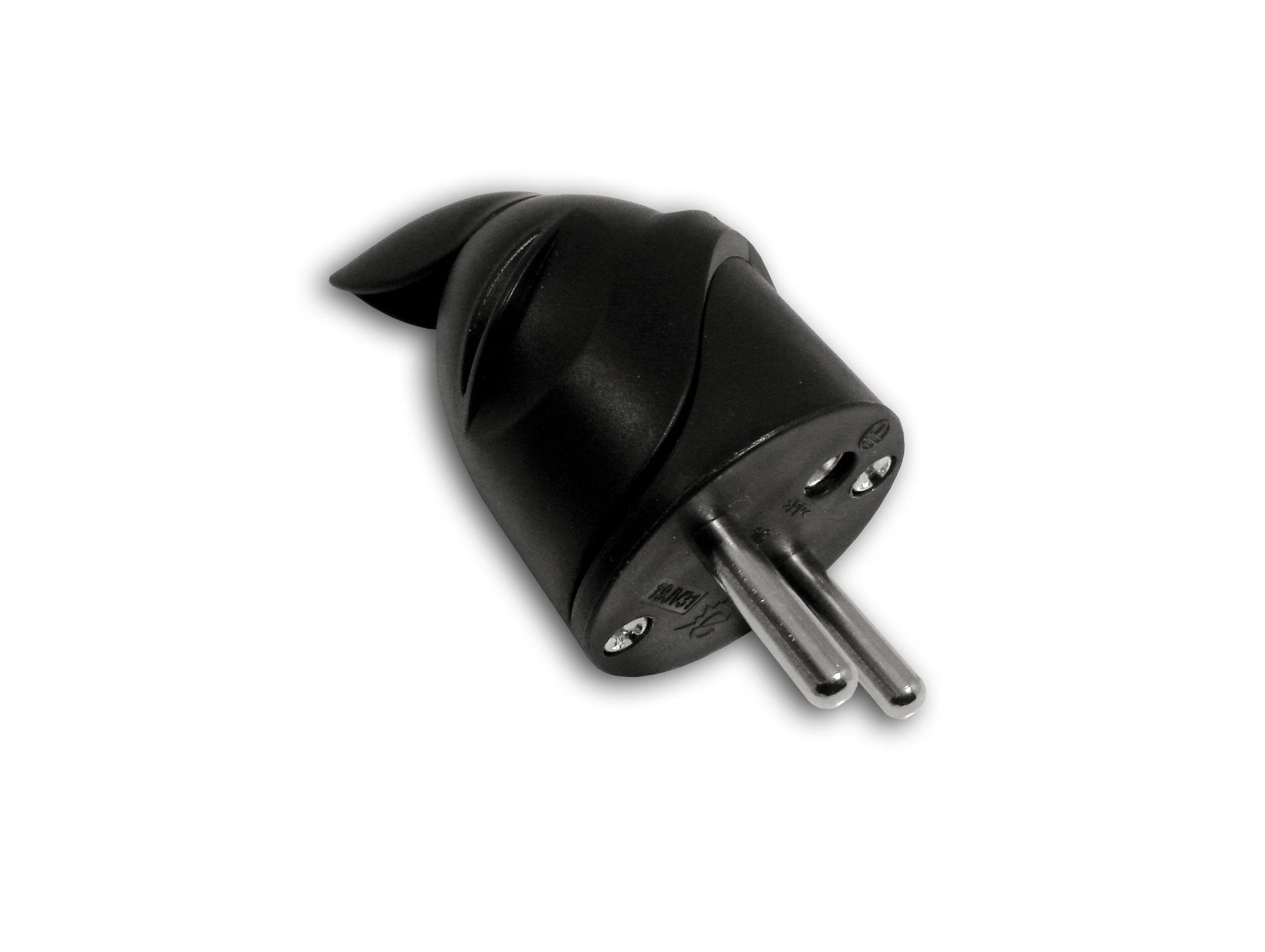 Fiche mâle 16A 2P+T coudée noir