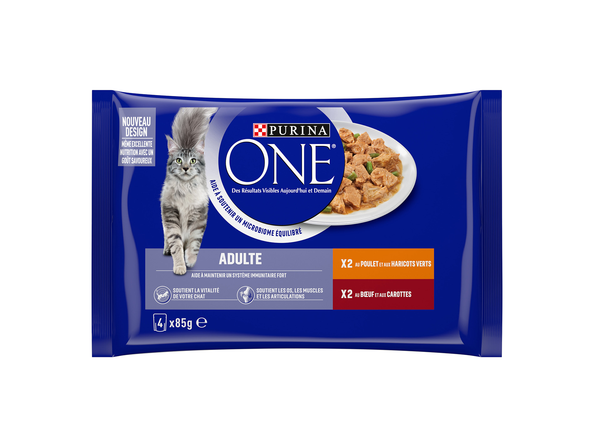 Pâtée chat adulte PURINA ONE boeuf & poulet 4x85g