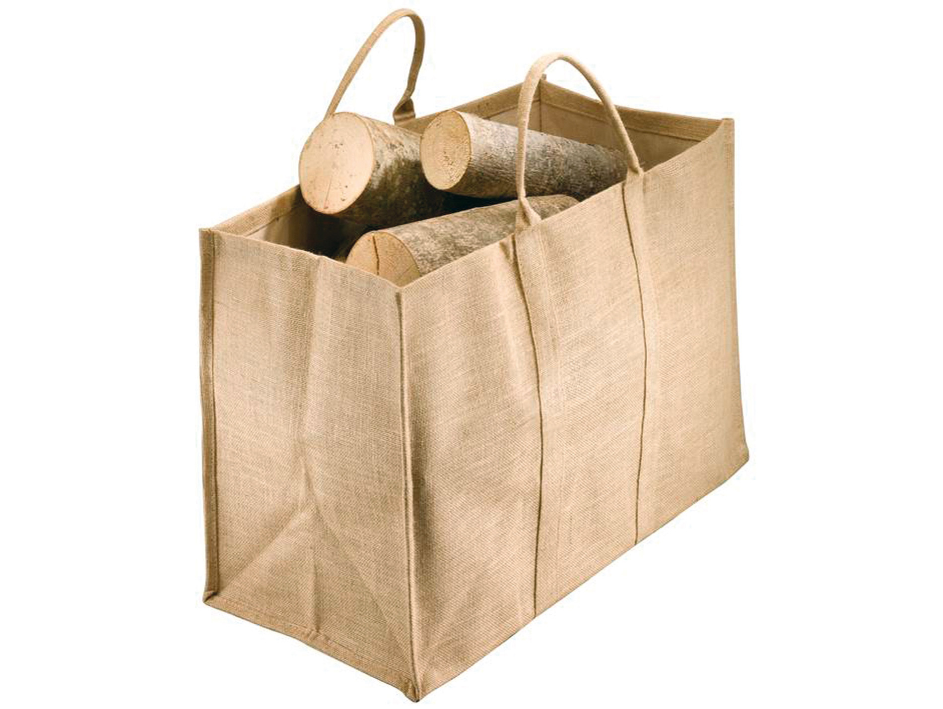 Sac à bûches toile jute naturelle L64 x l31 x H41