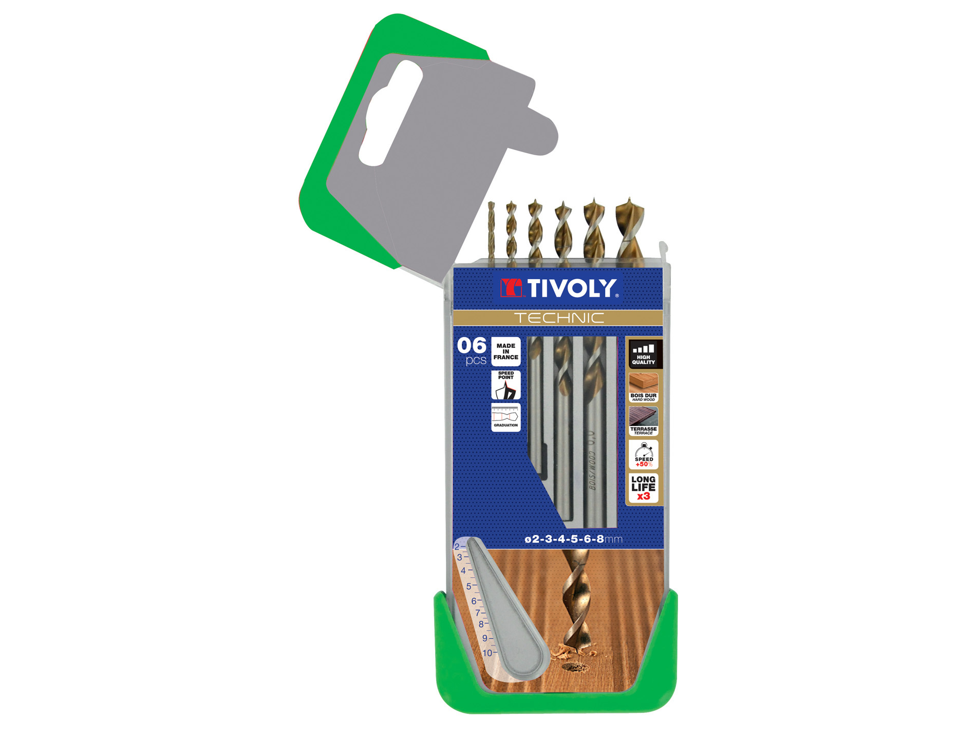 6 forets bois TECHNIC HSS Ø 2 à 8 mm