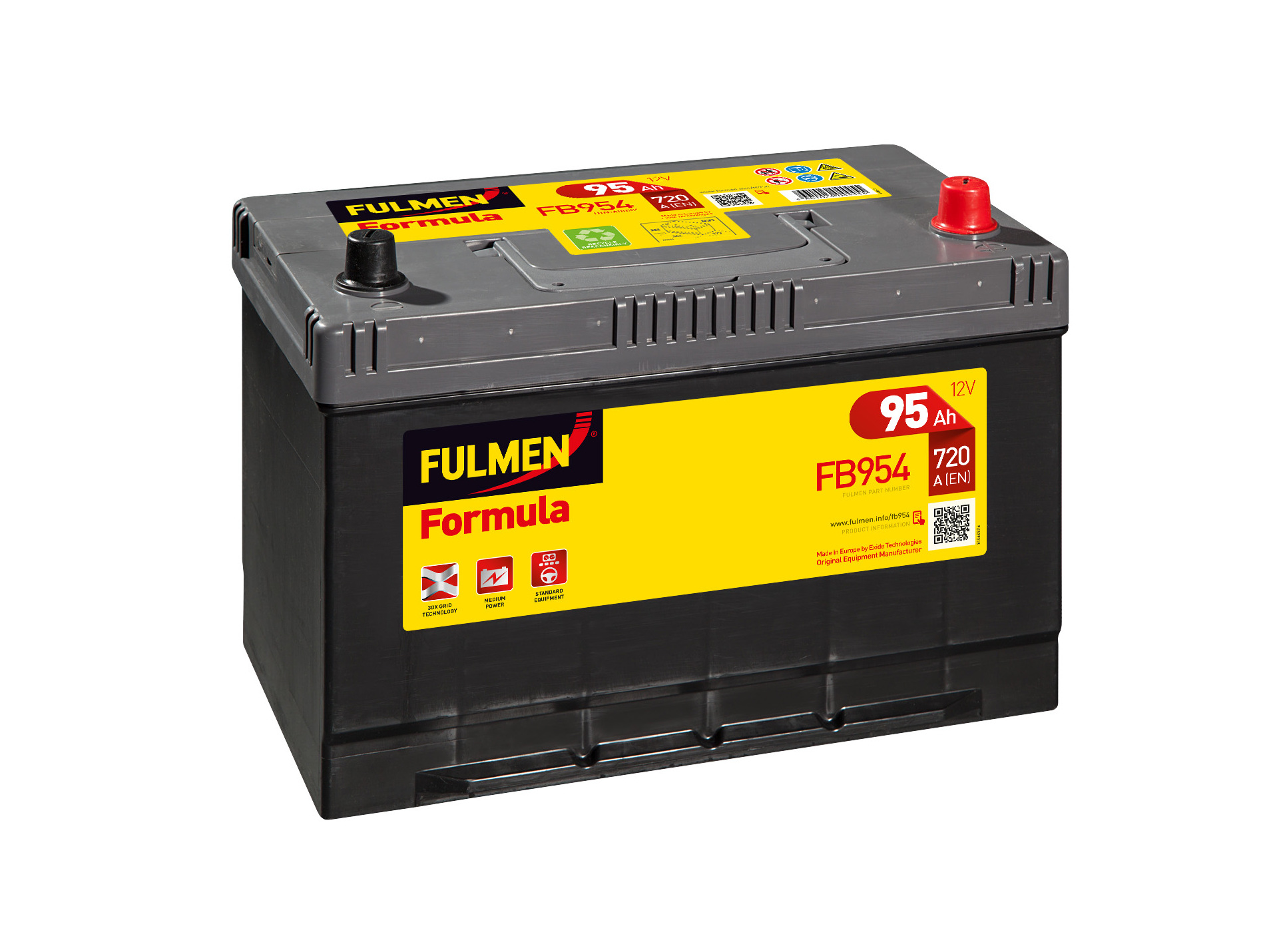 Batterie 12V FULMEN Formula FB954 95Ah 720A +D