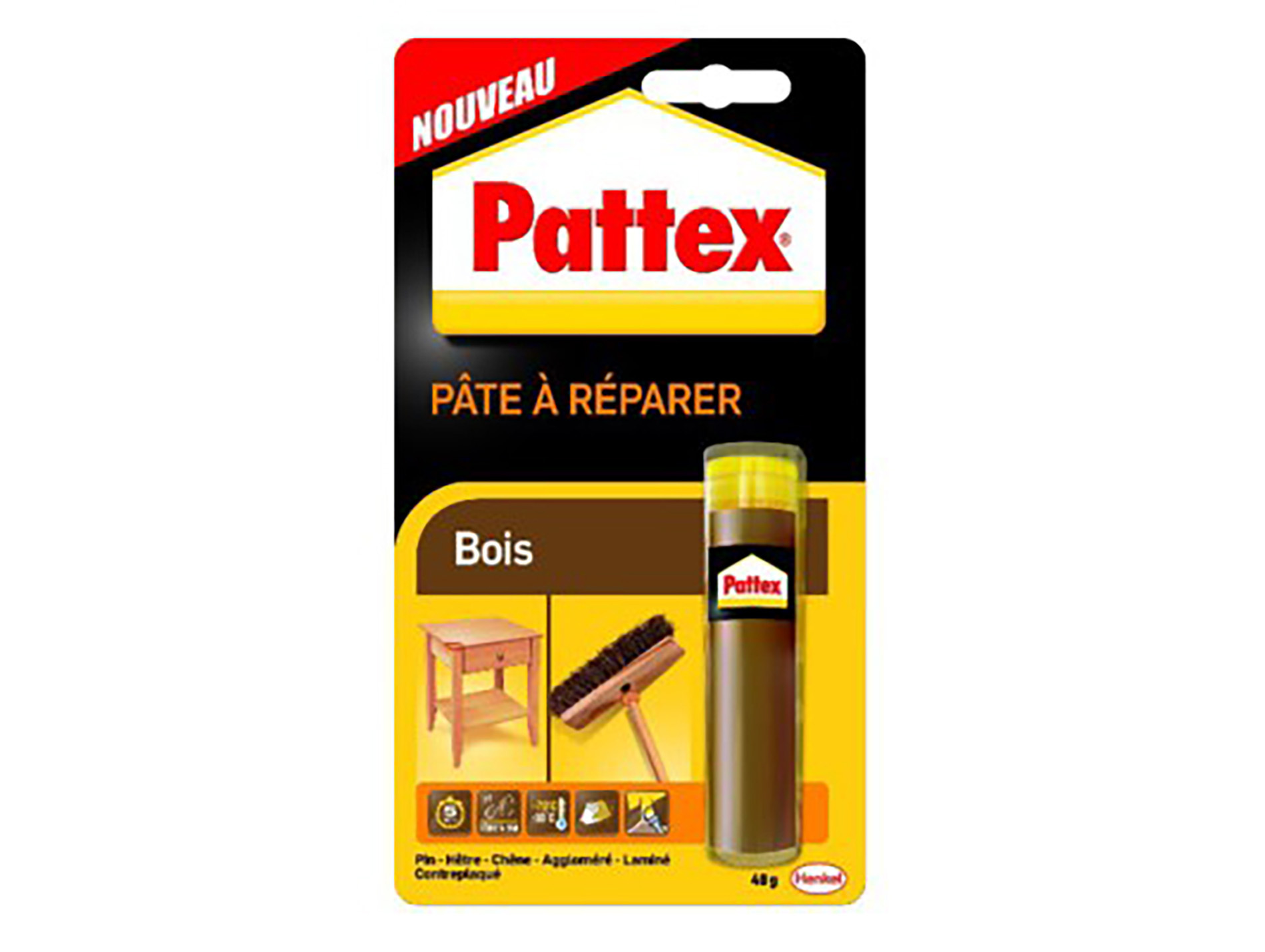 Pâte à réparer PATTEX bois 48g