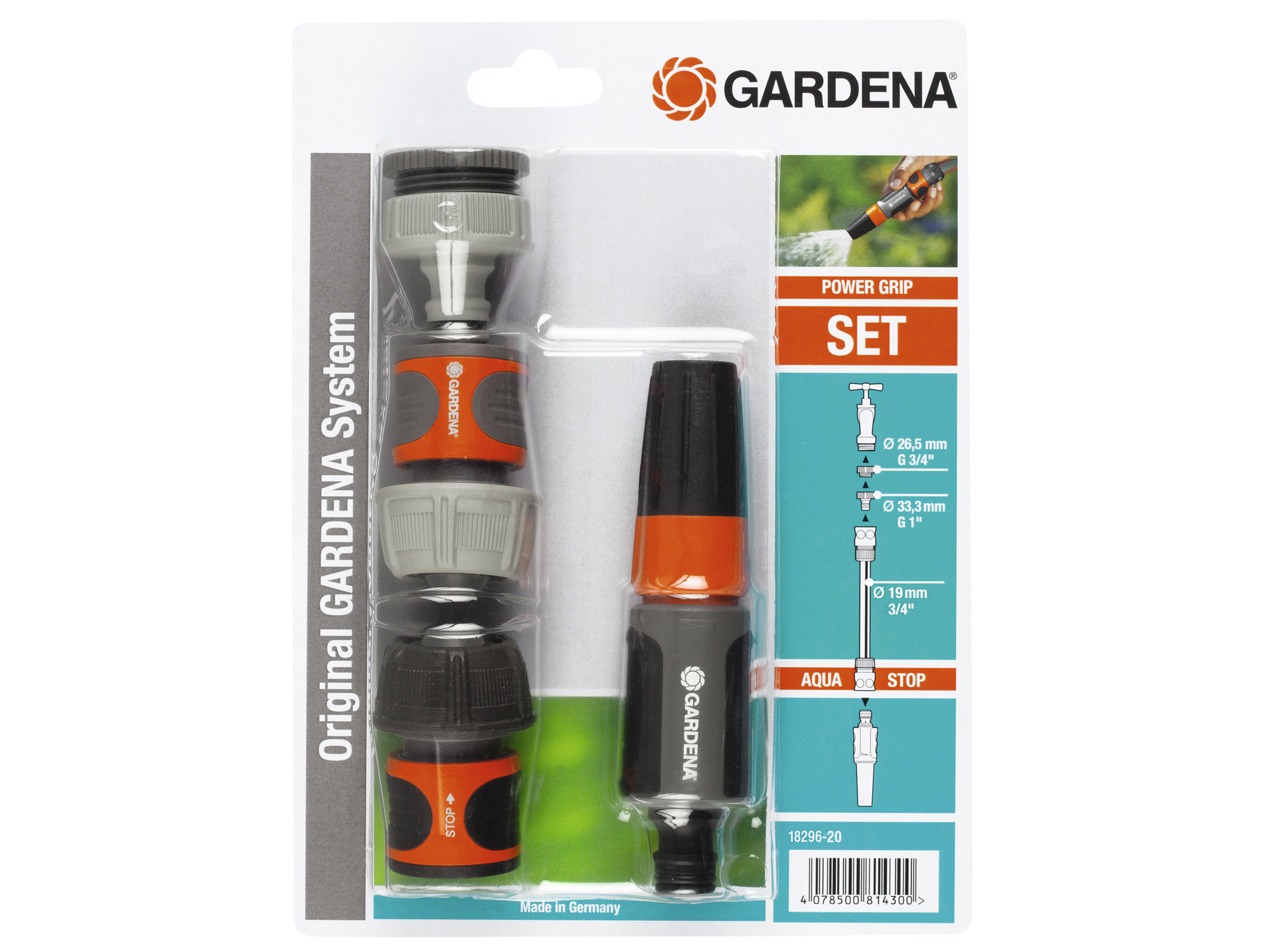 Pistolet d'arrosage GARDENA avec set de raccordement 19 mm