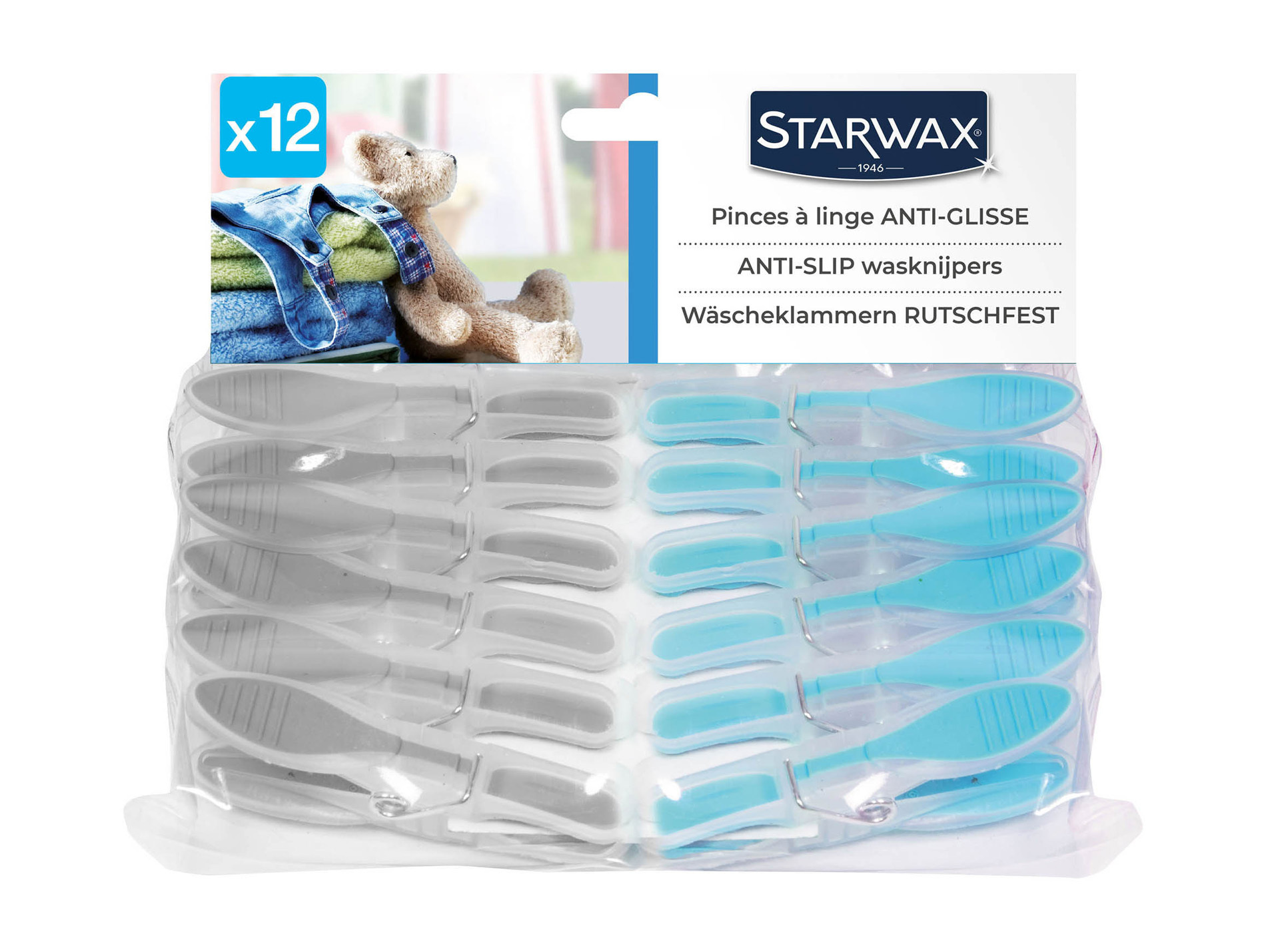 Pince à linge Anti-glisse STARWAX x12