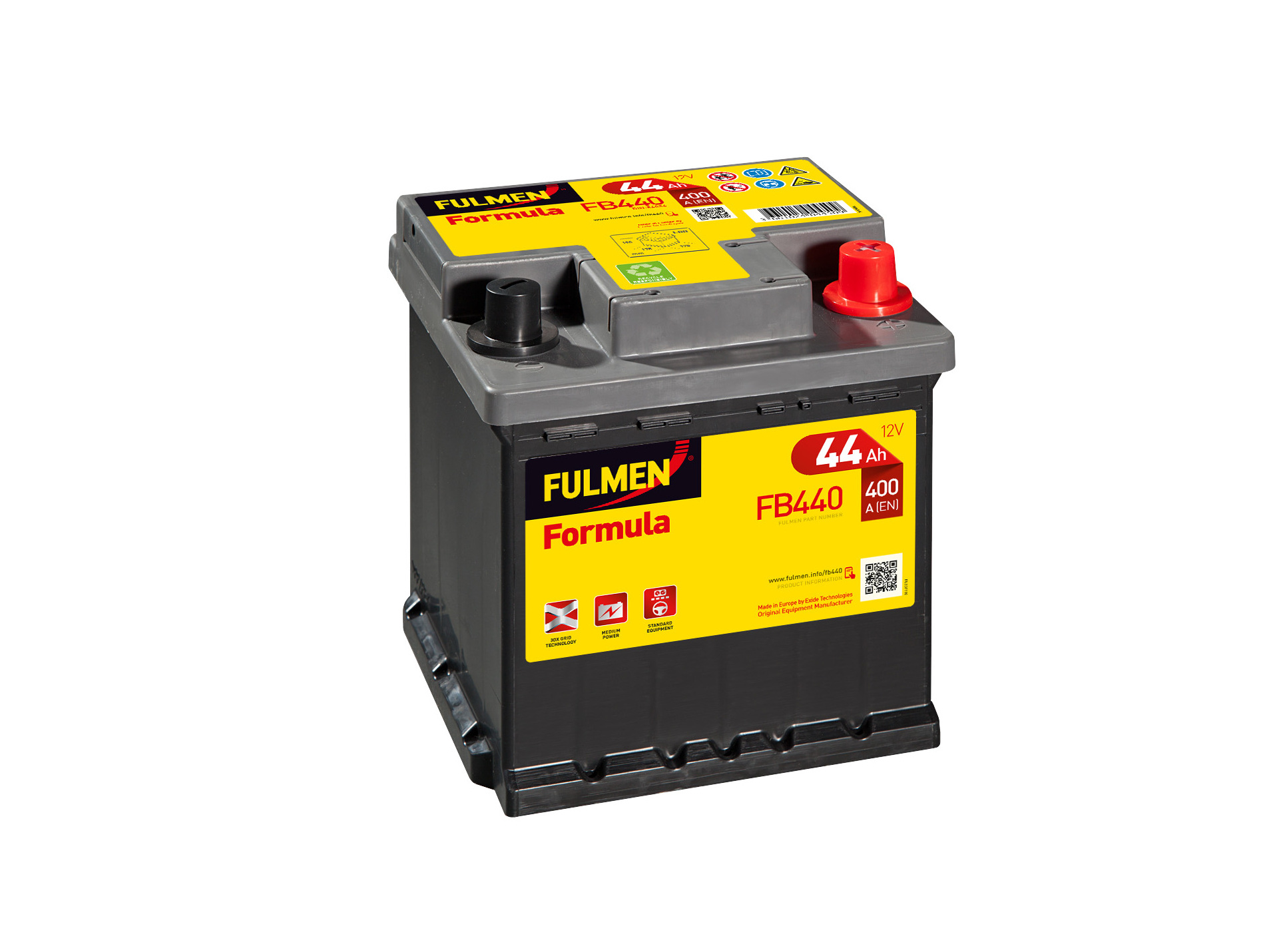 Batterie 12V FULMEN Formula FB440 44Ah 400A +D