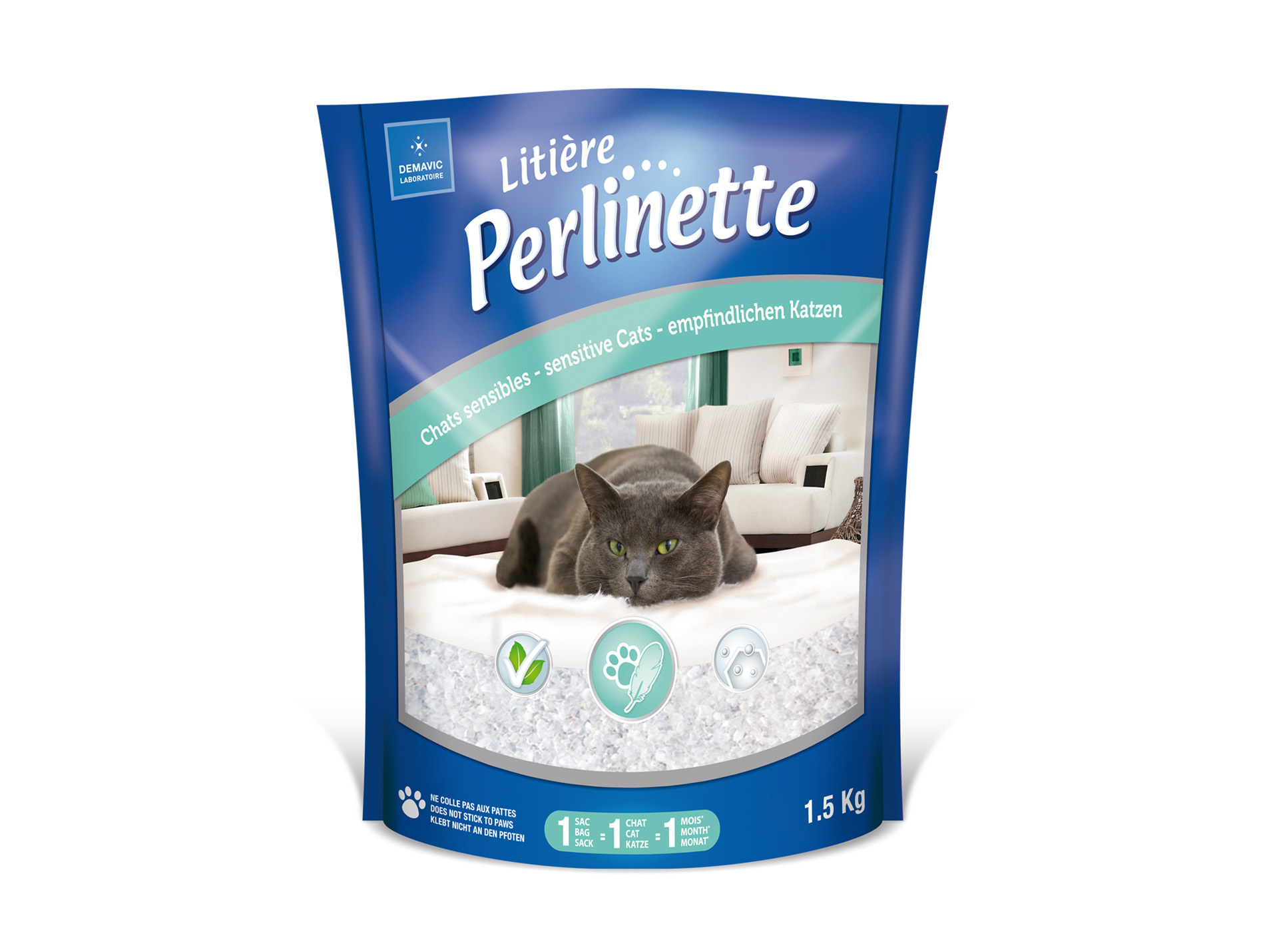 Litière Perlinette chats sensibles Demavic 1,5kg