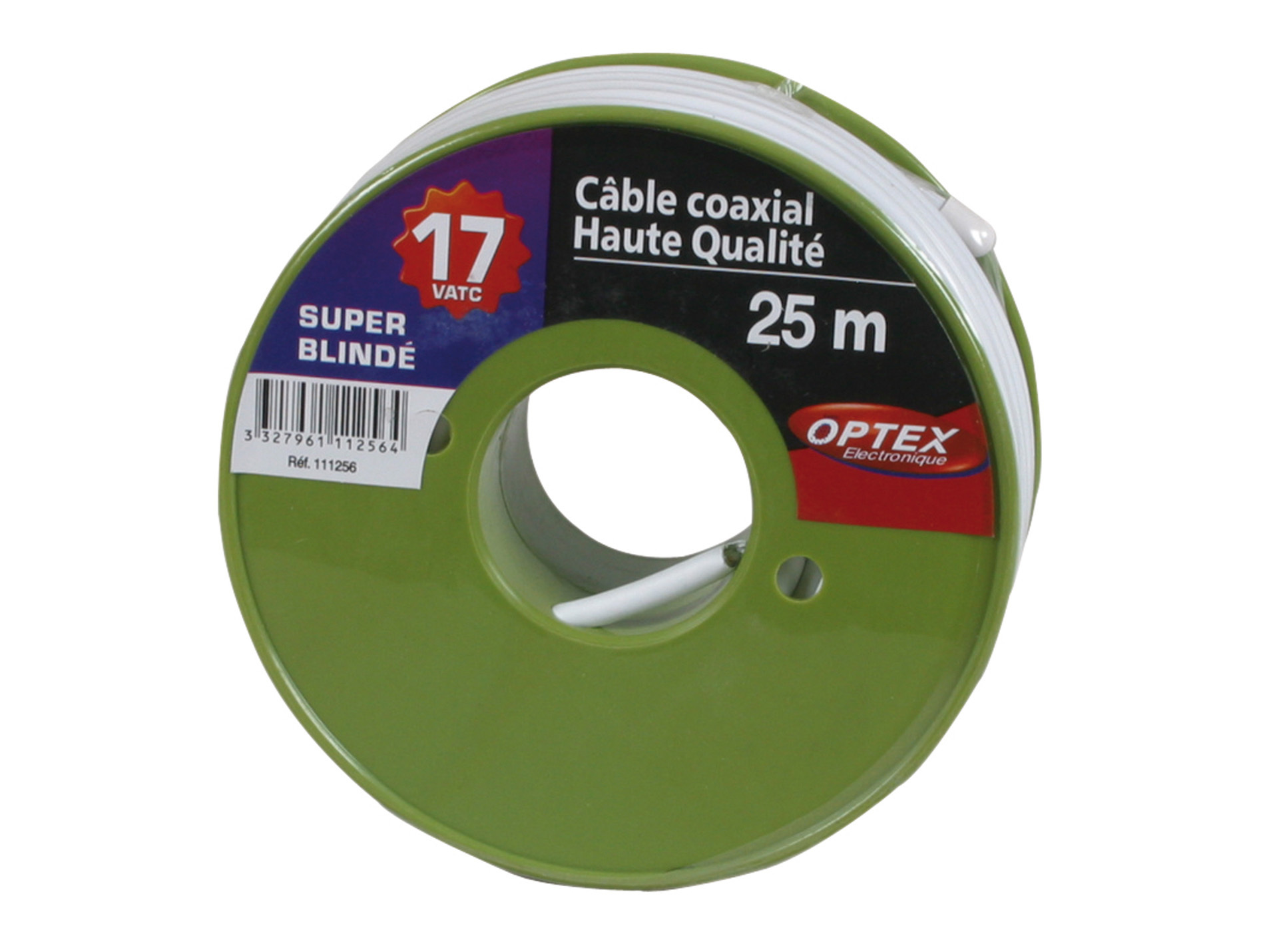 Câble coaxial TV/SAT 17 VATC blanc 25m