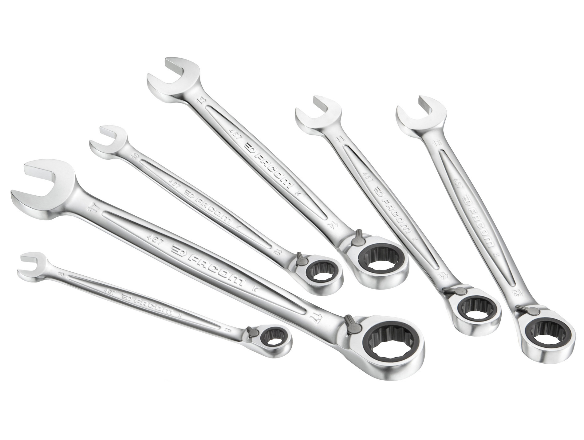 Coffret 6 clés mixtes à cliquet + étui FACOM