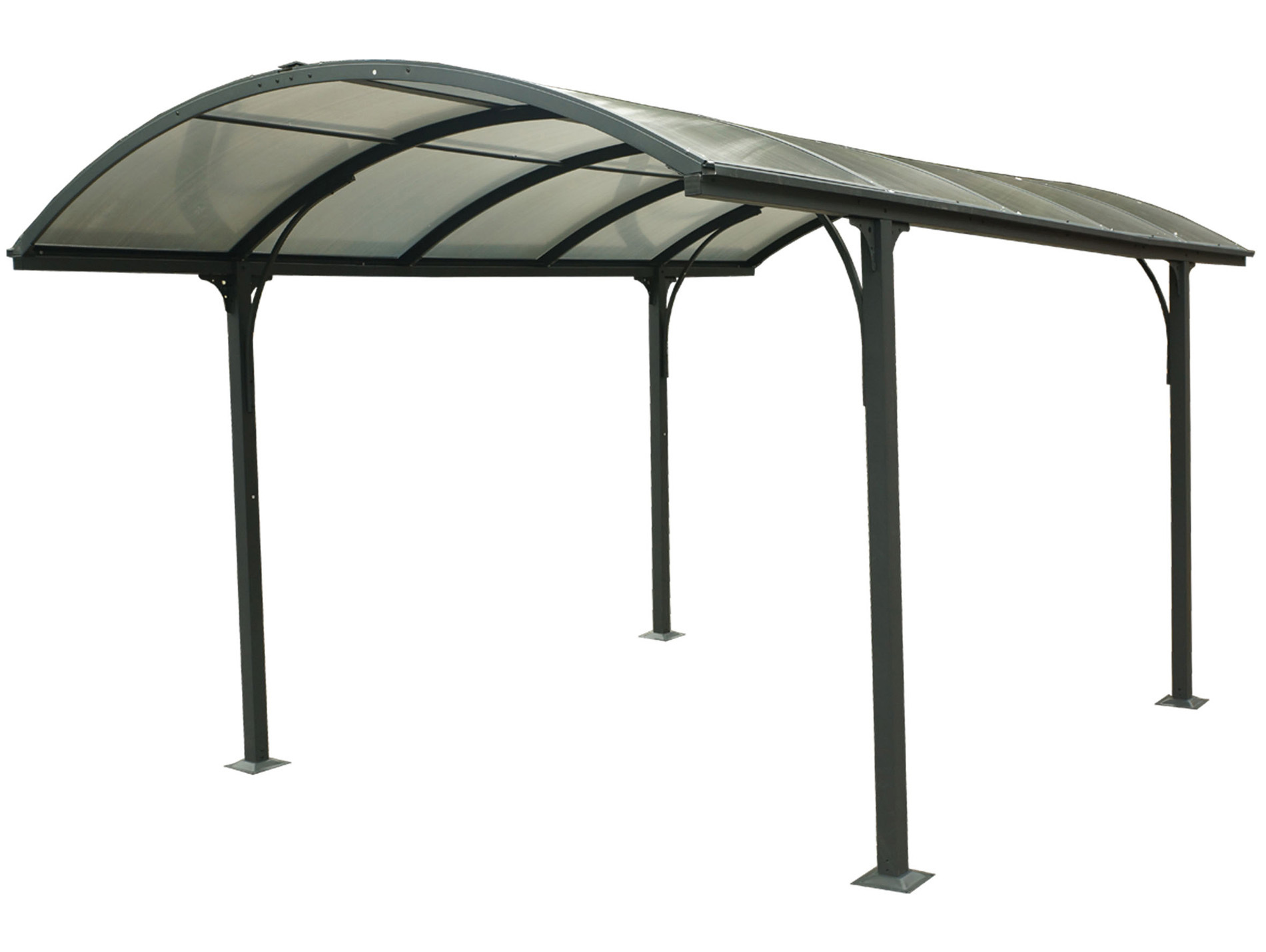 Carport aluminium L.485xl.301 h.250cm toiture polycarbonate