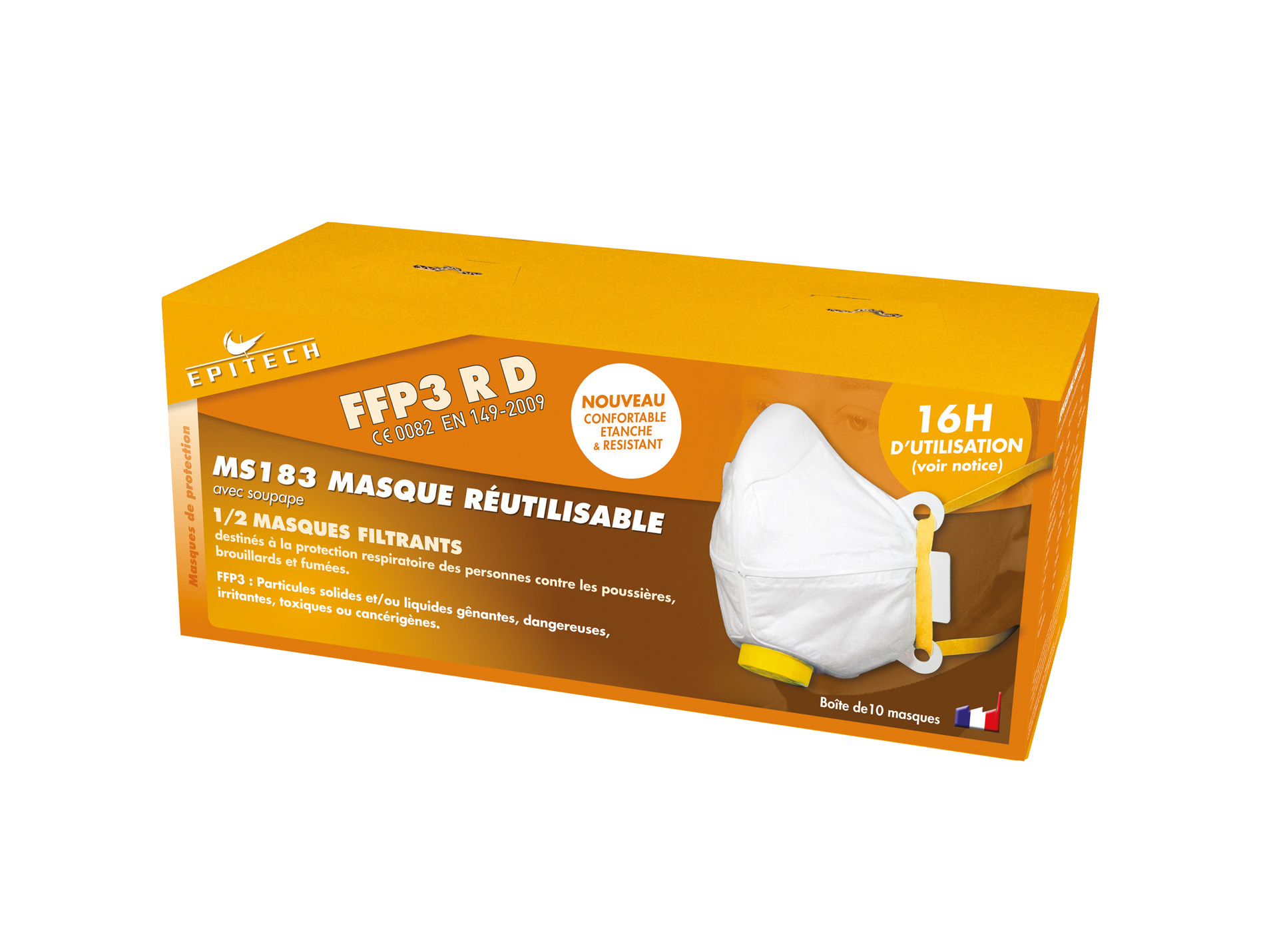 Masque FFP3 RD avec soupape lot de 10