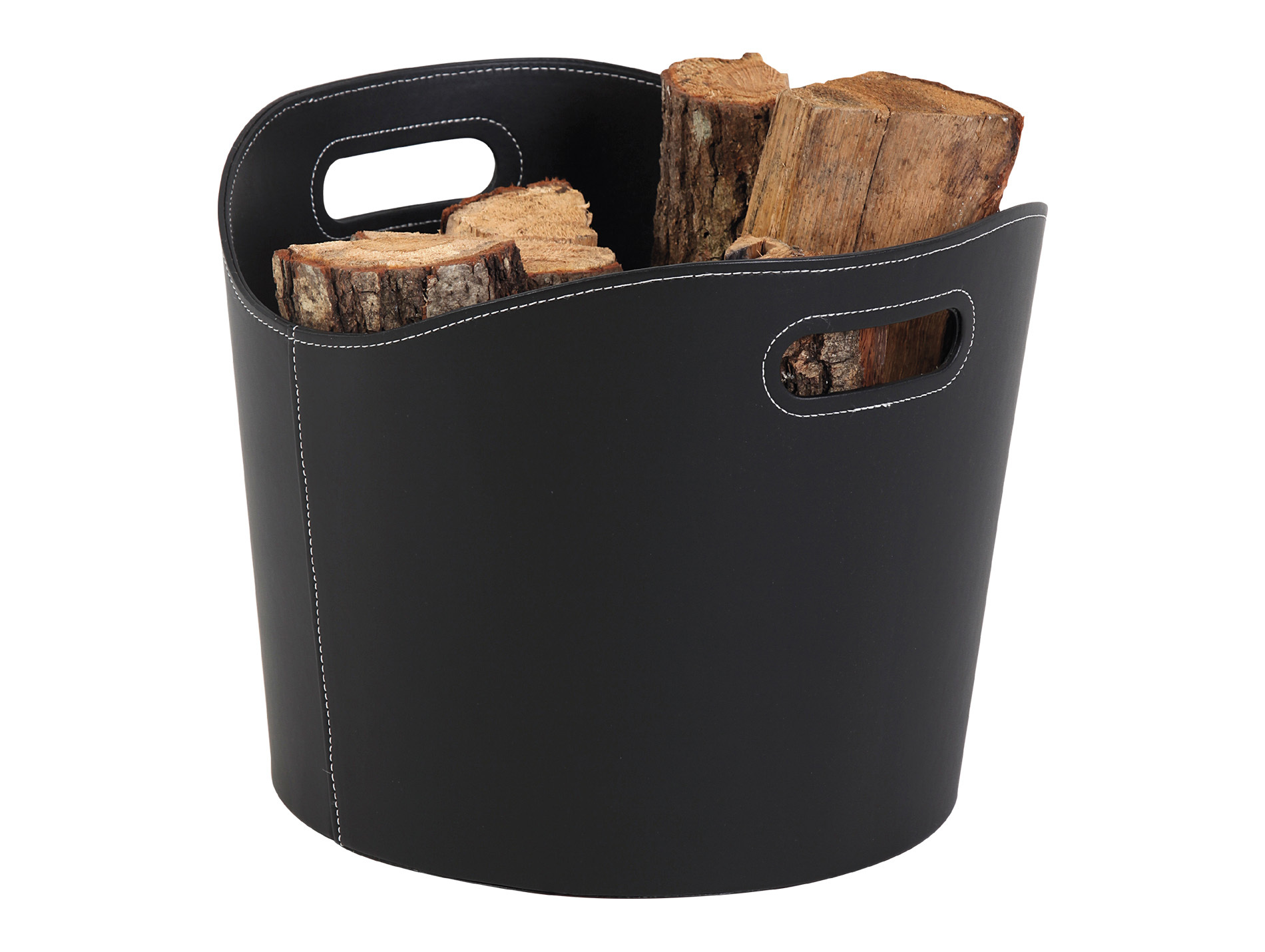 Rangement à bois noir Gamma simili cuir