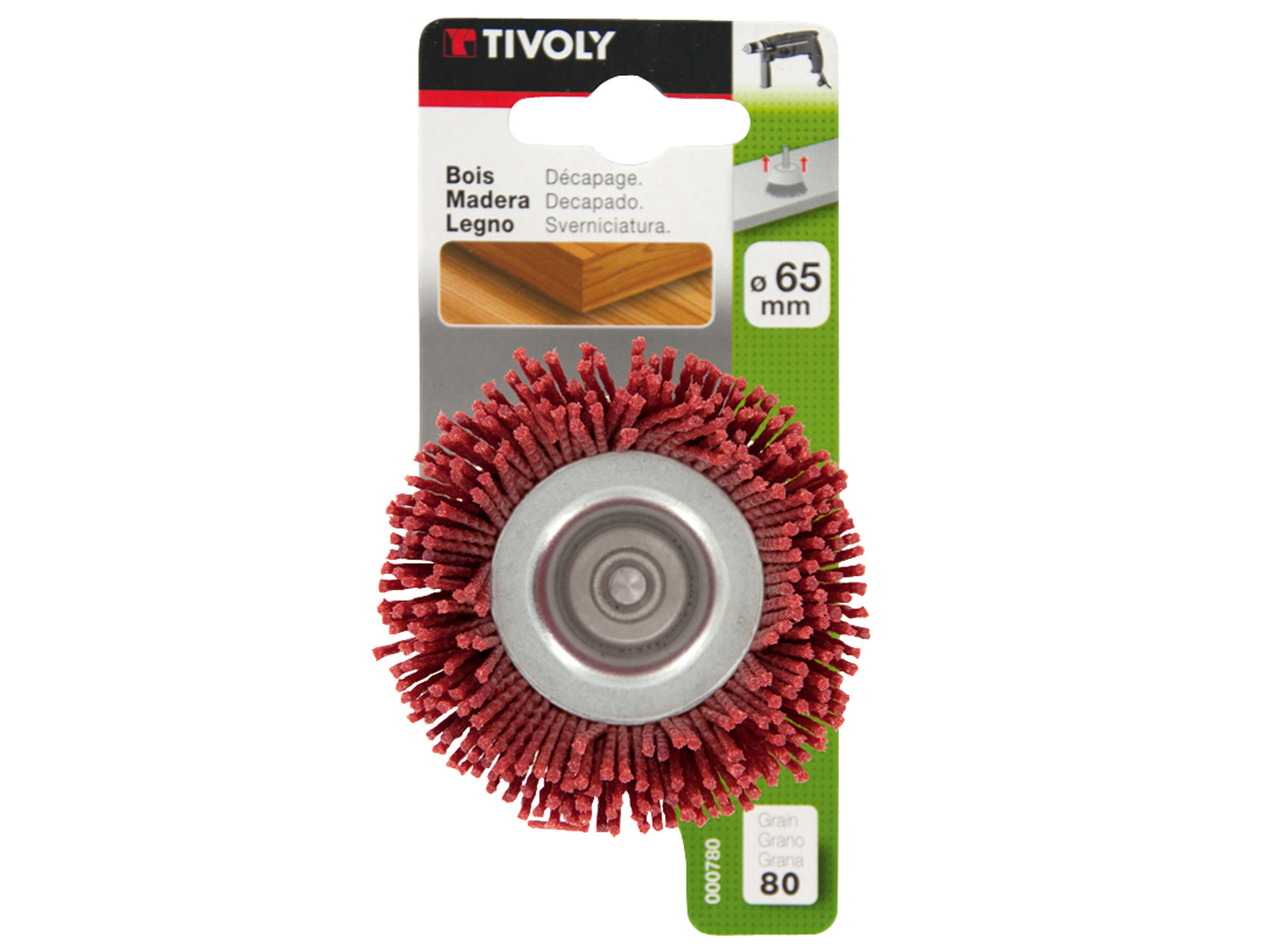 Brosse coupe fil nylon rouge de décapage Ø75mm TIVOLY