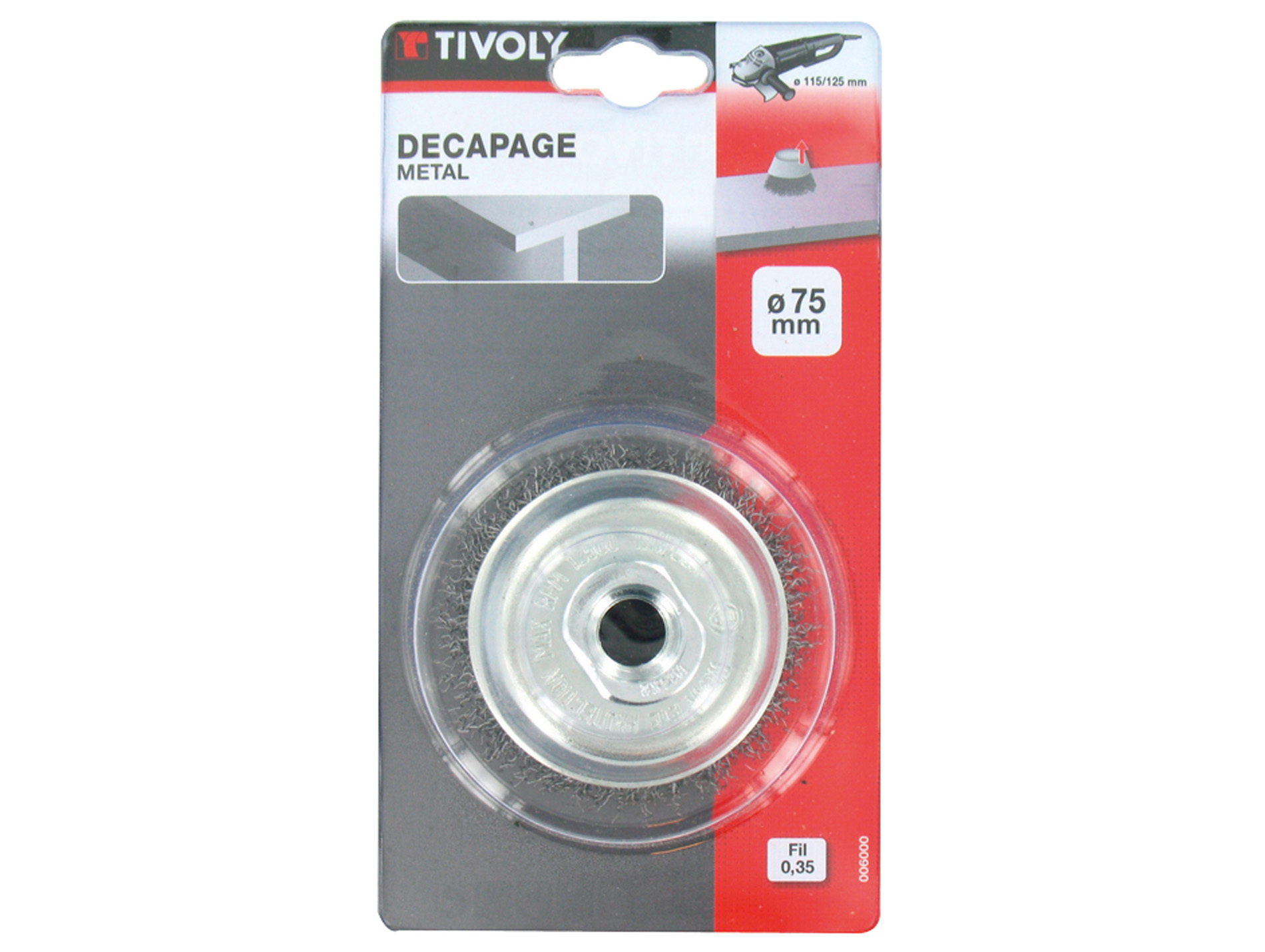 Brosse coupe fil acier ondulé métal Ø75mm TIVOLY