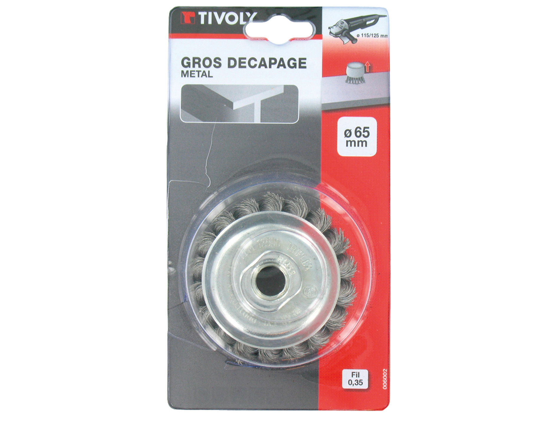 Brosse coupe fil acier torsadé Ø75mm M14 TIVOLY