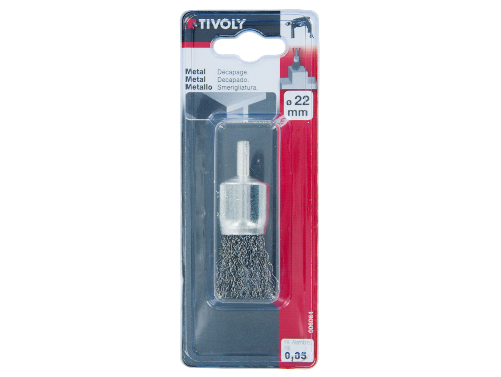 Brosse pinceau fil acier ondulé Ø22mm TIVOLY