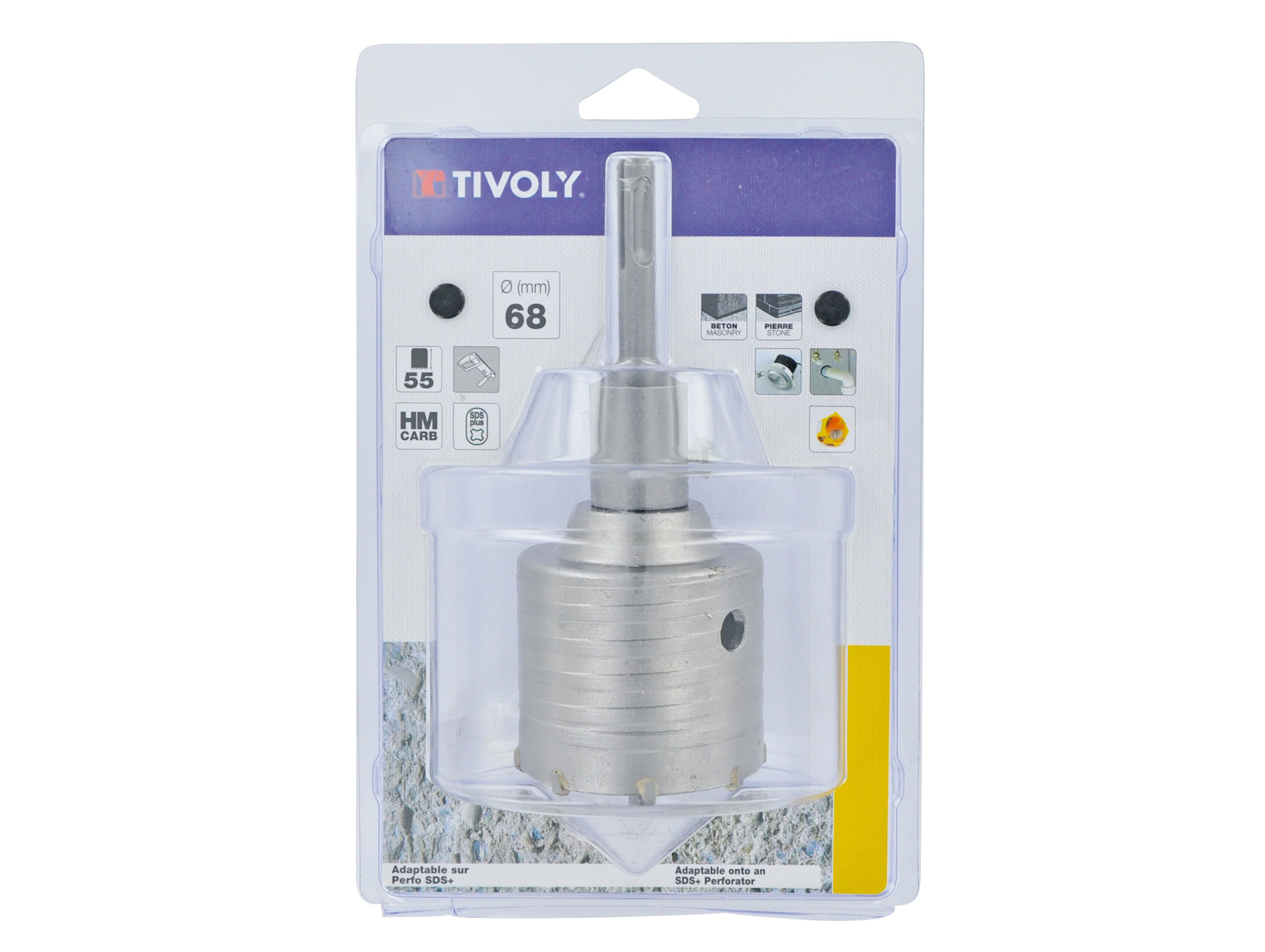 Couronne trépan carbure de tungstène SDS+ Ø65