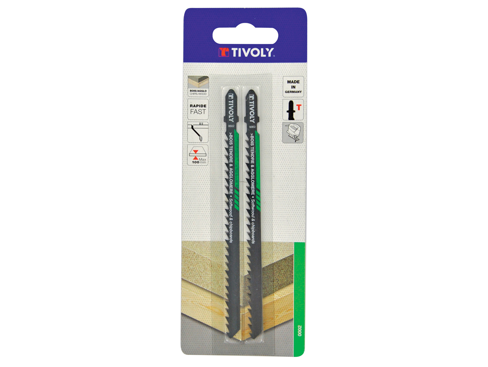 2 Lames scie sauteuse HCS débit bois tendre T 100mm