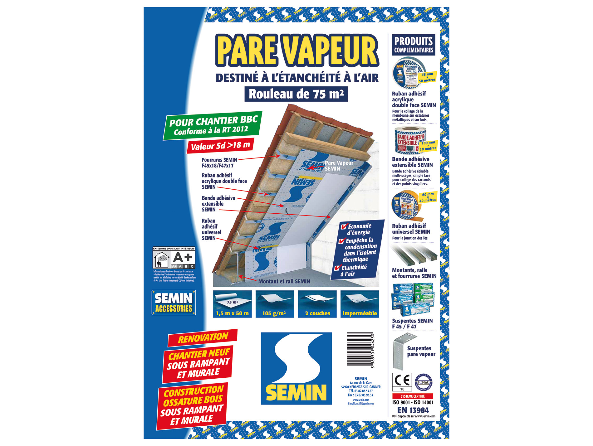 Pare vapeur 50x1,5m 75m²