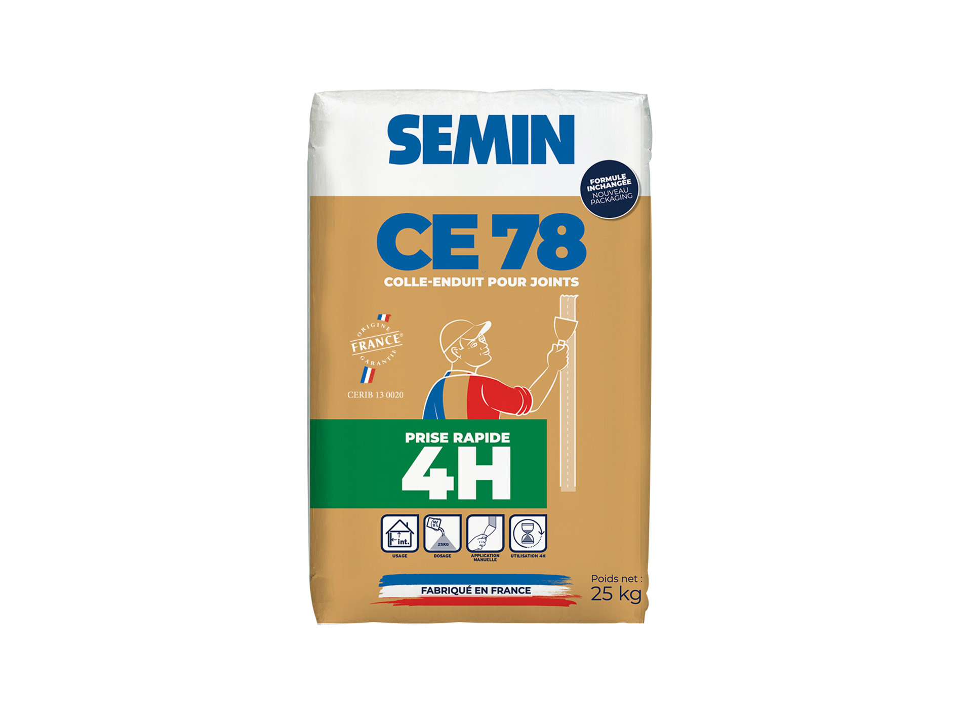 Colle enduit SEMIN CE78 rapide 4h SEMIN 25kg