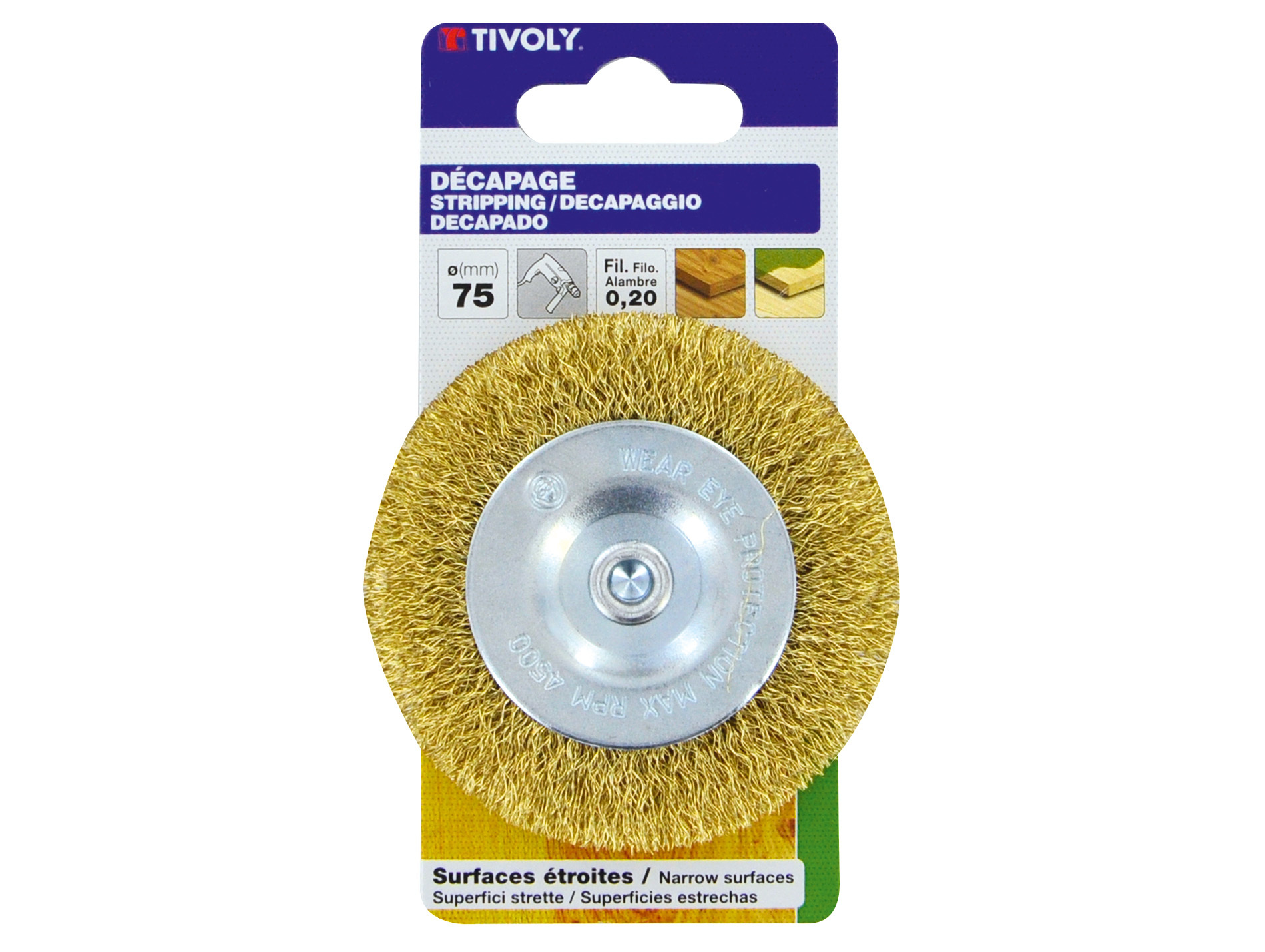 Brosse circulaire fil laiton 0.3mm Ø75mm TIVOLY