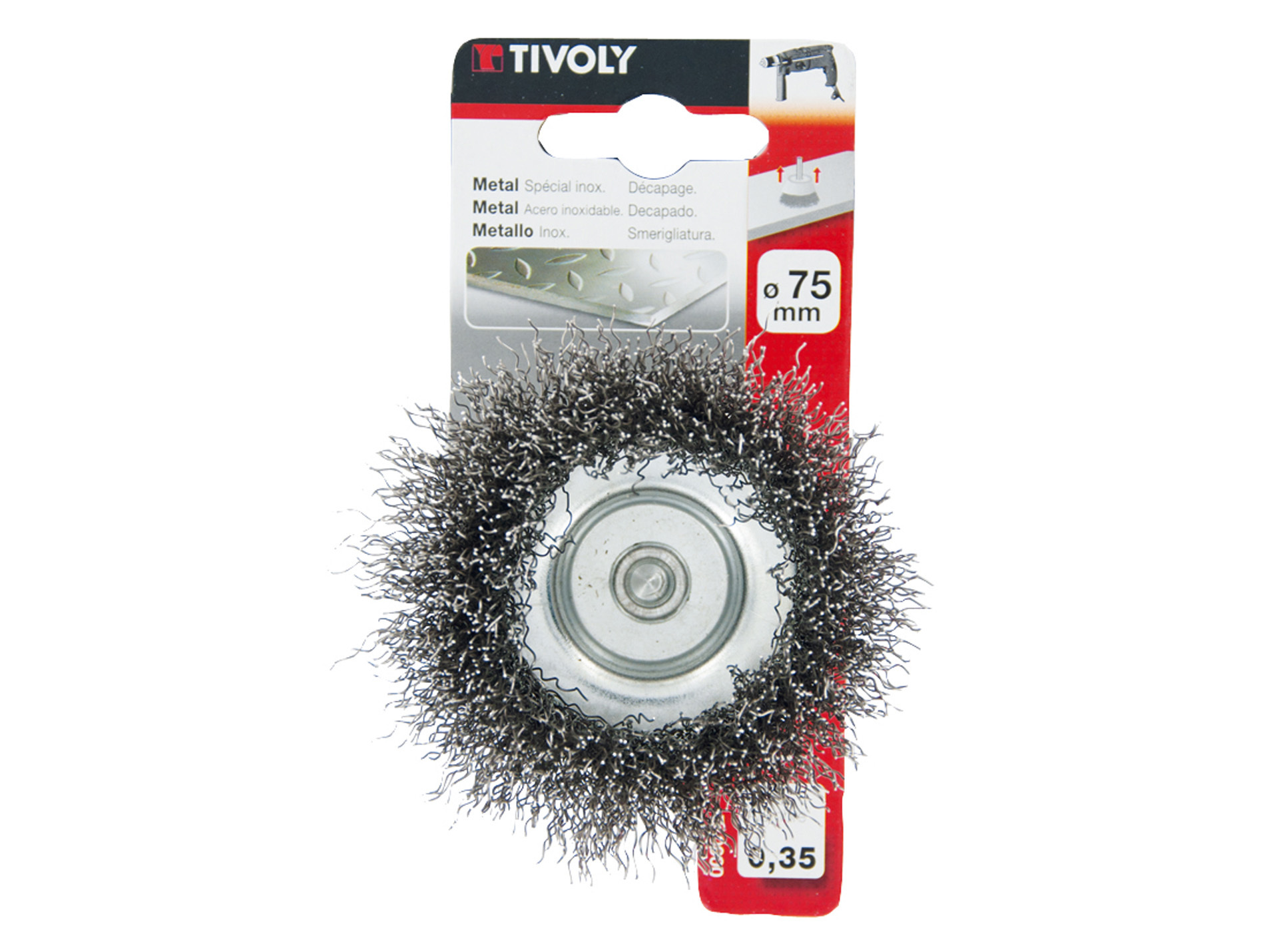 Brosse coupe fil acier ondulé 0.3mm Ø75mm TIVOLY