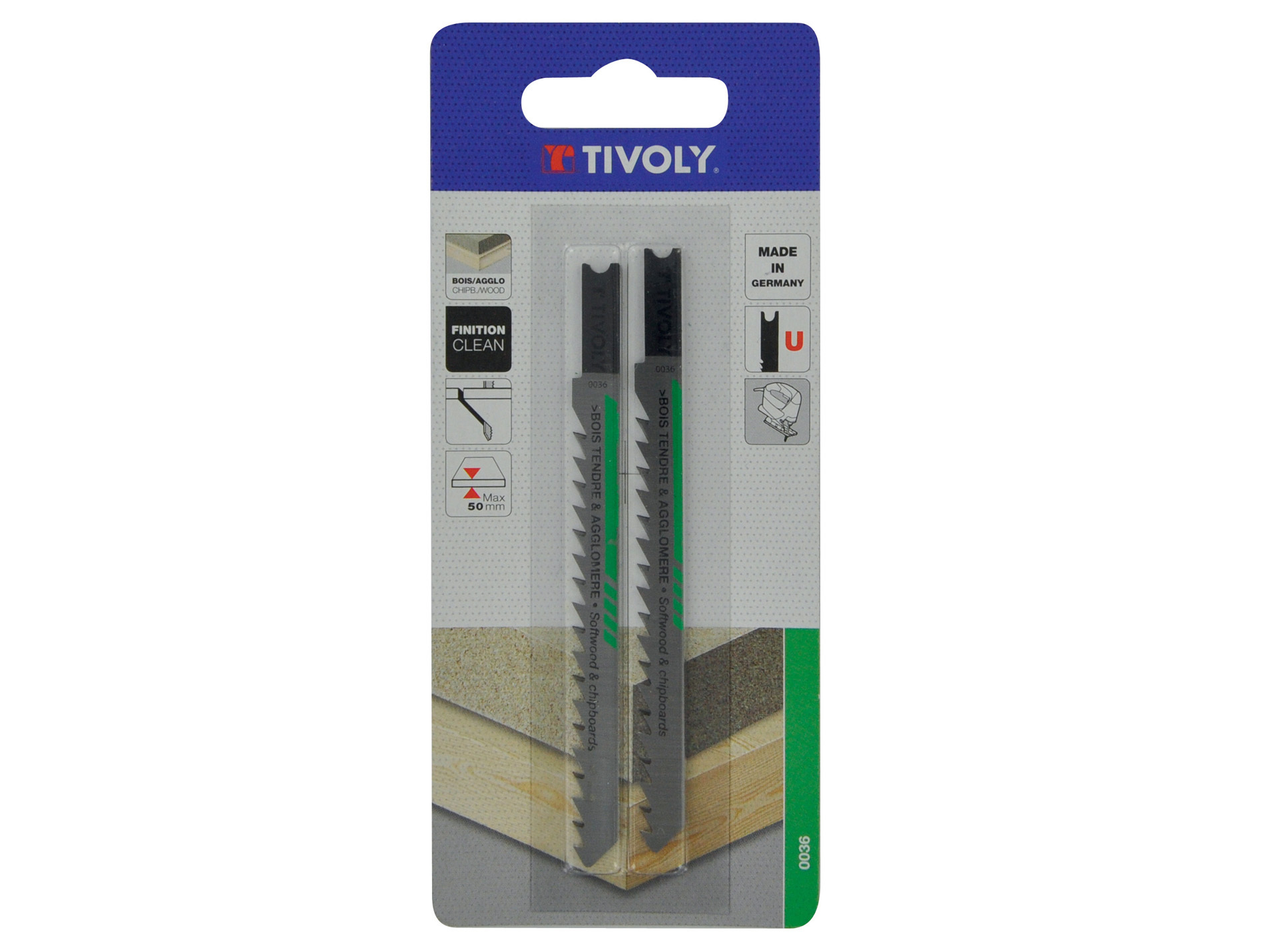 2 Lames scie sauteuse HCS finition bois tendre U 5<50mm