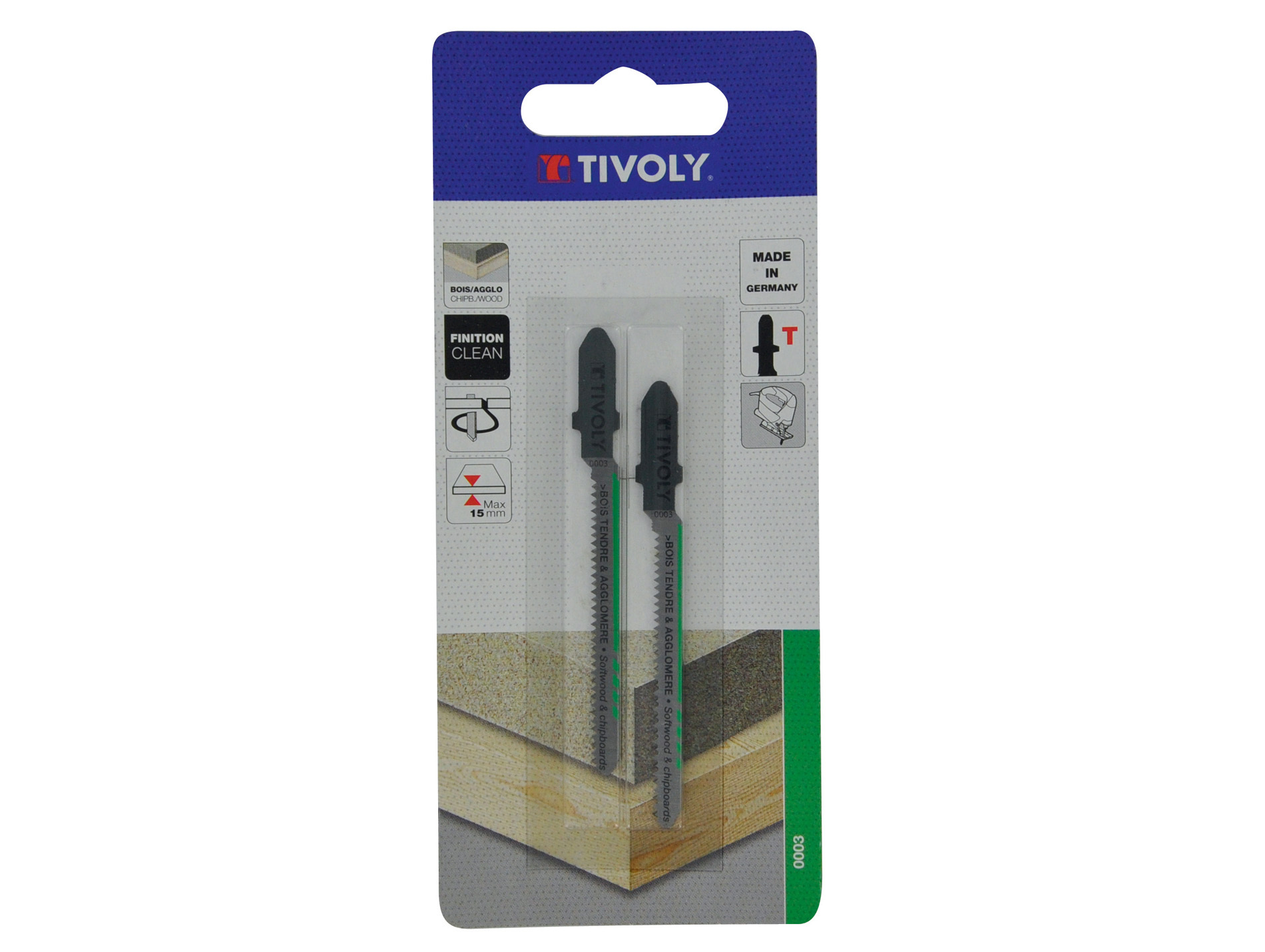 2 Lames scie sauteuse HCS finition bois tendre T 15mm