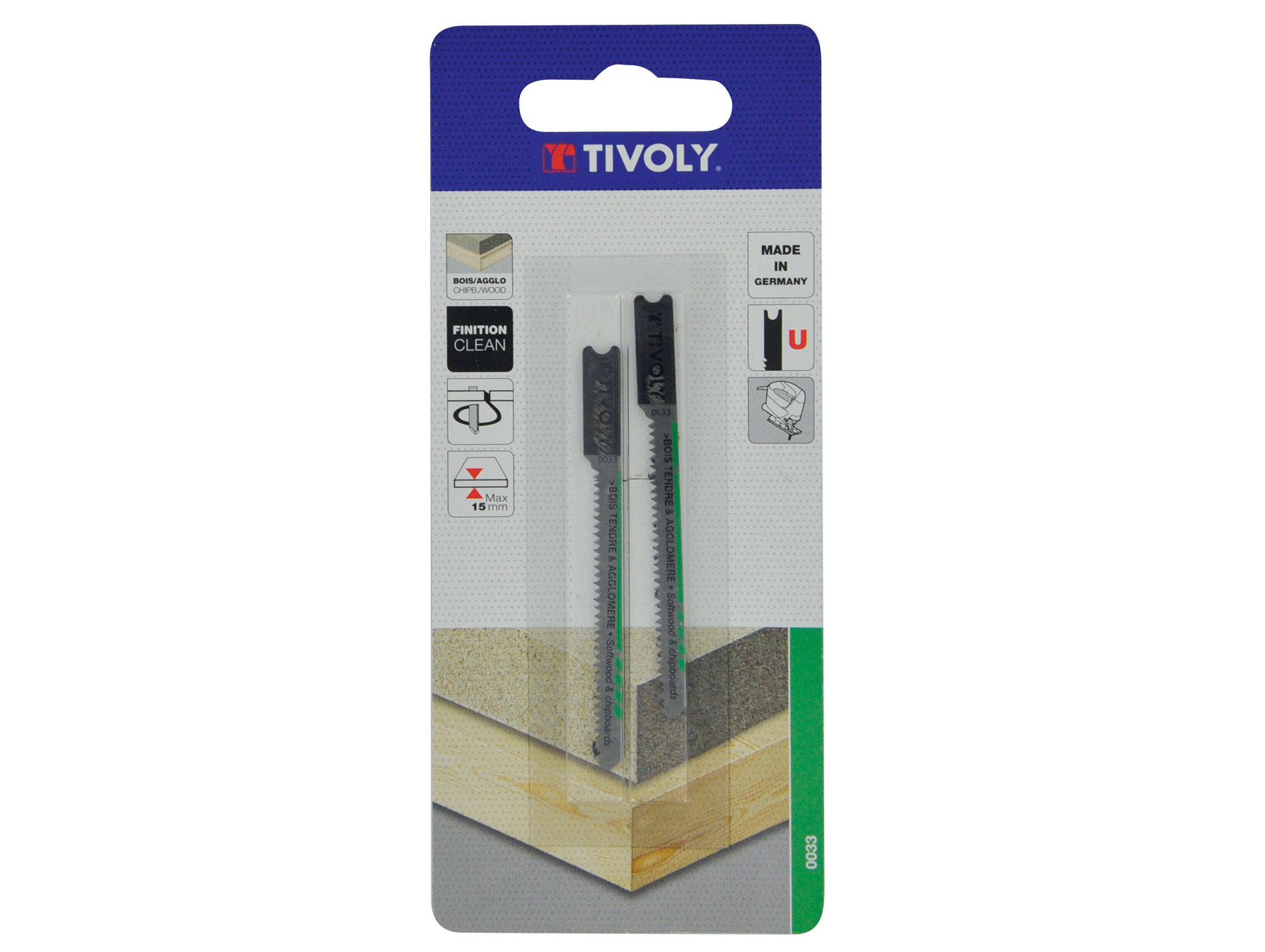 2 Lames scie sauteuse HCS finition bois tendre U 15mm