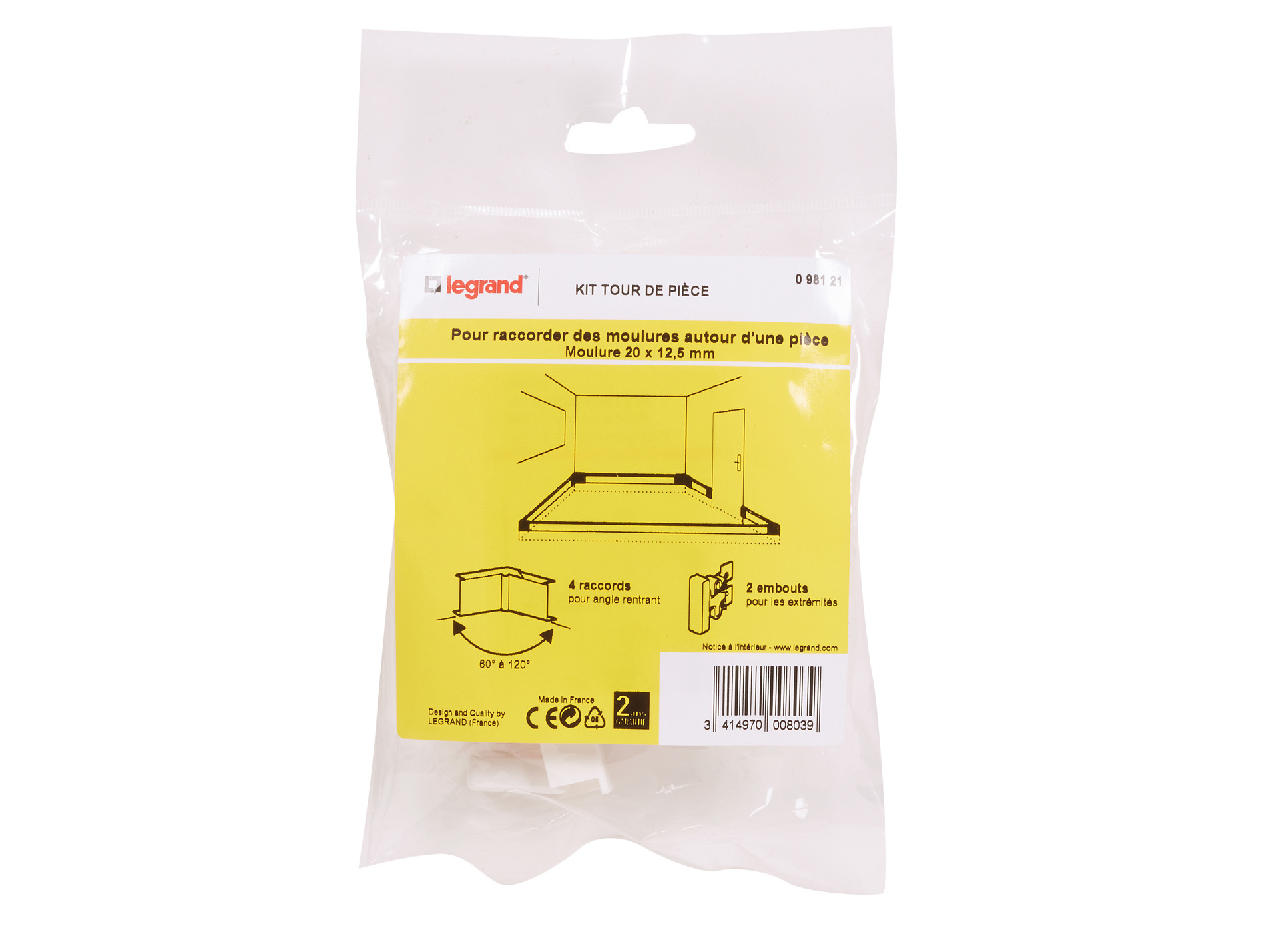 Kit tour de pièce pour moulure 20x12,5mm